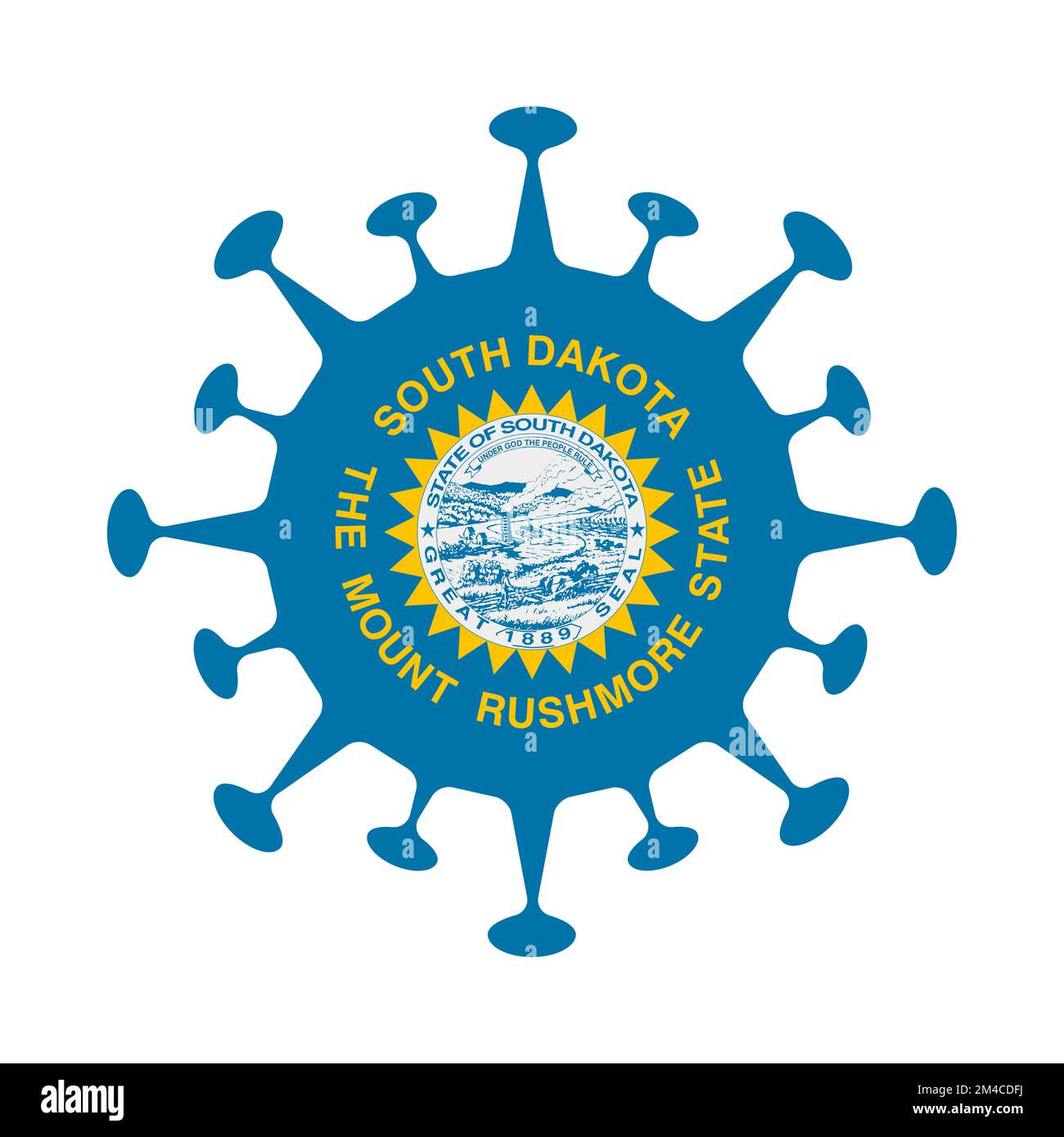 Bandiera del South Dakota in forma di virus. Segnale di stato DEGLI STATI UNITI. Illustrazione vettoriale. Illustrazione Vettoriale