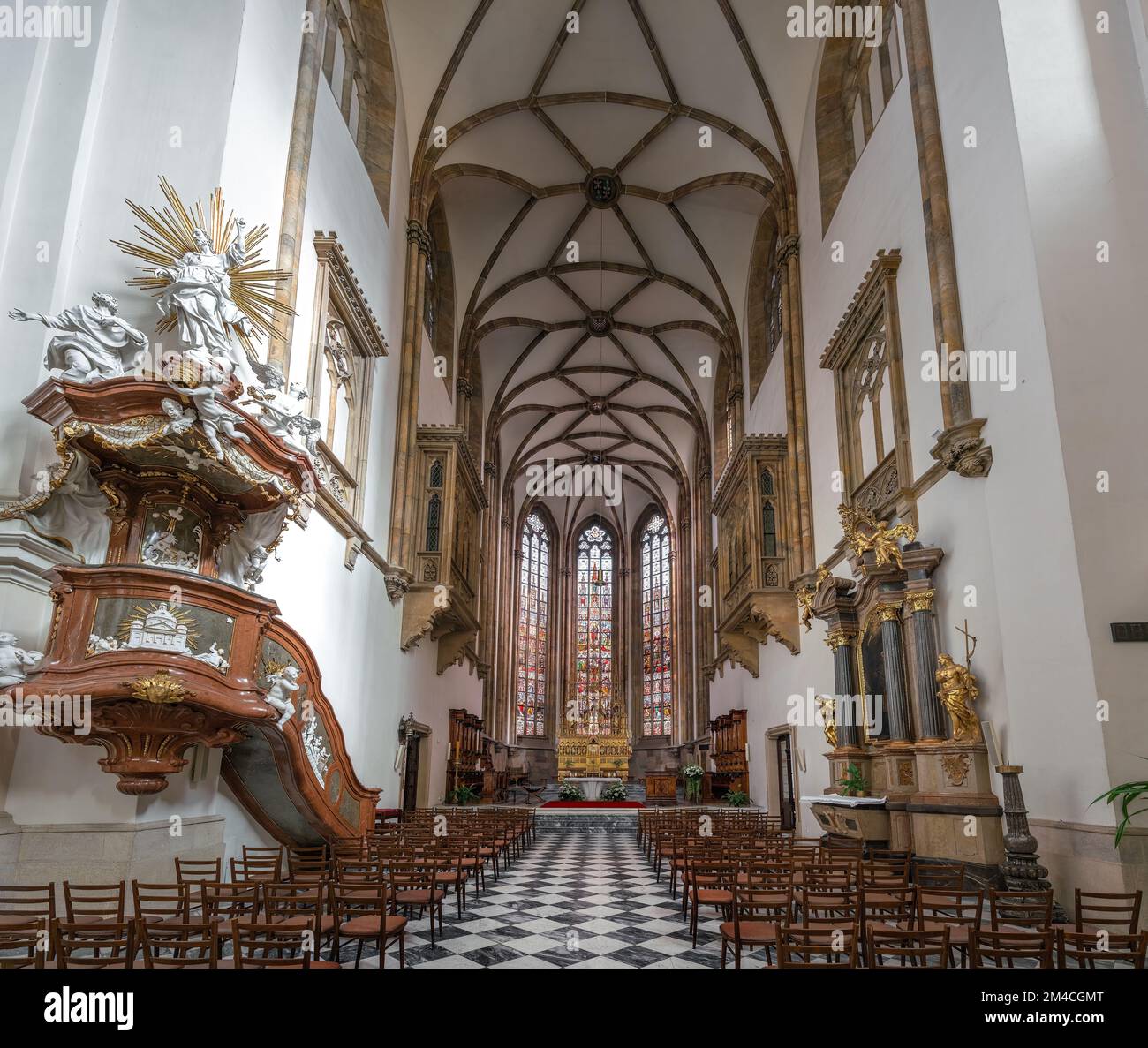 Cattedrale di San Peter e Paul Interior - Brno, Repubblica Ceca Foto Stock