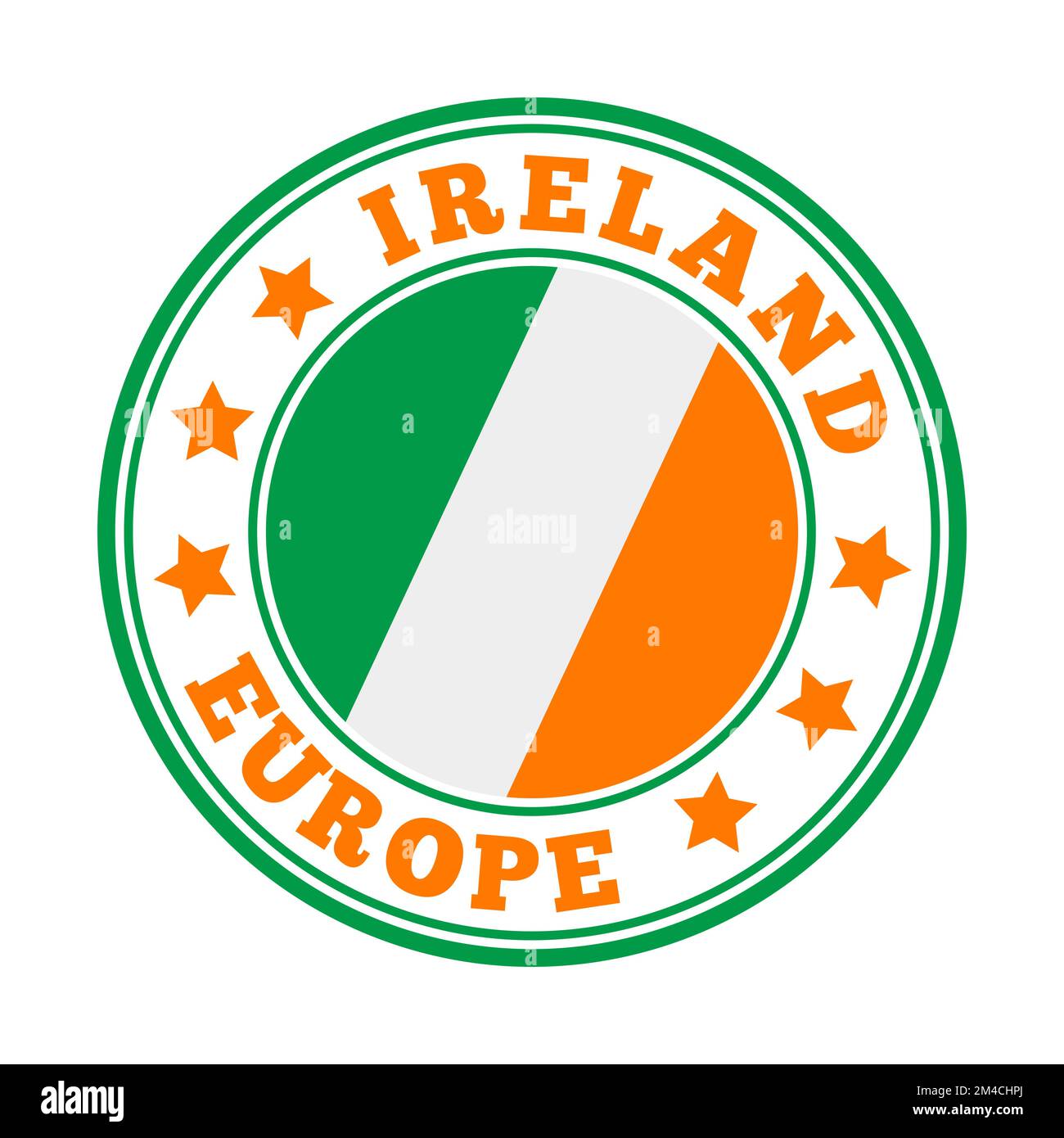 Irlanda segno. Logo rotondo con bandiera irlandese. Illustrazione vettoriale. Illustrazione Vettoriale