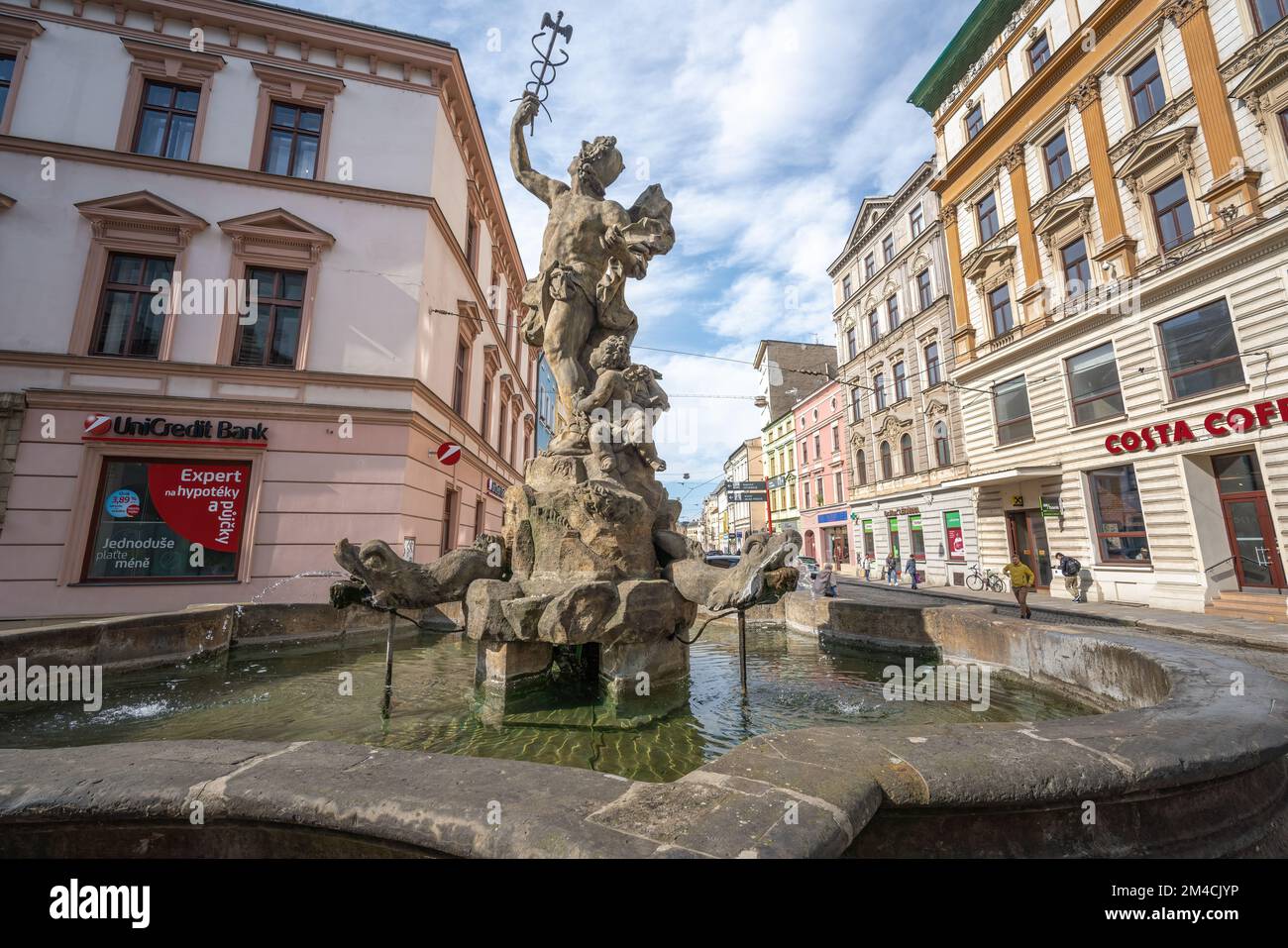Fontana del mercurio - Olomouc, Repubblica Ceca Foto Stock