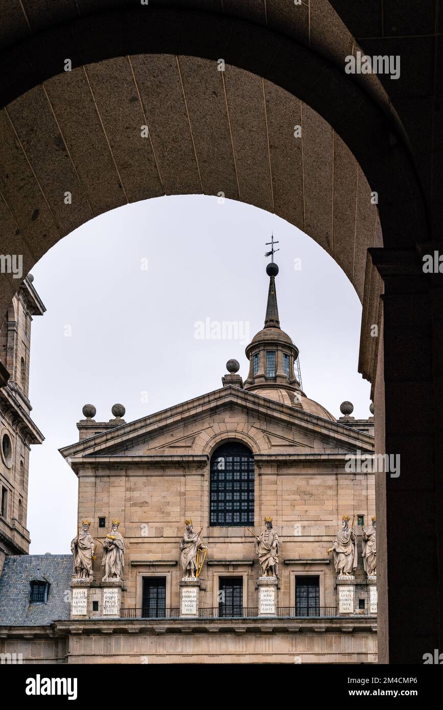 Il Monastero reale di San Lorenzo de El Escorial vicino a Madrid, Spagna Foto Stock