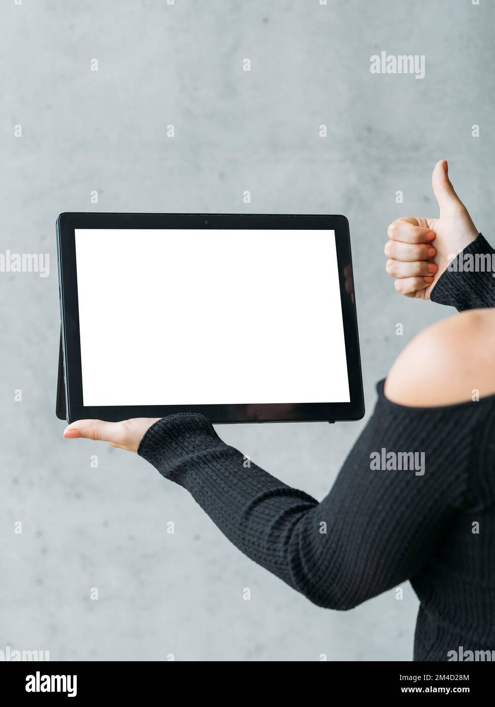 riunione online come il mockup del computer gestuale Foto Stock