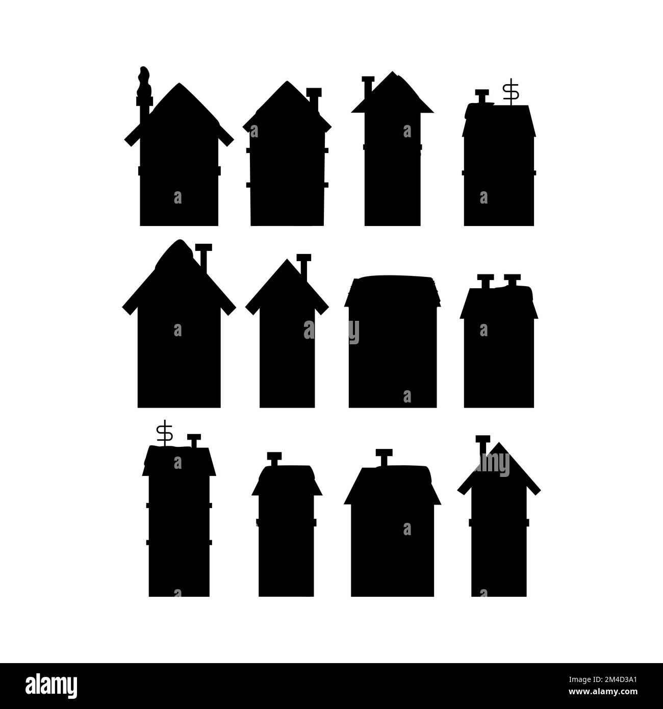 Case d'inverno Silhouettes isolato Illustrazione Vettoriale