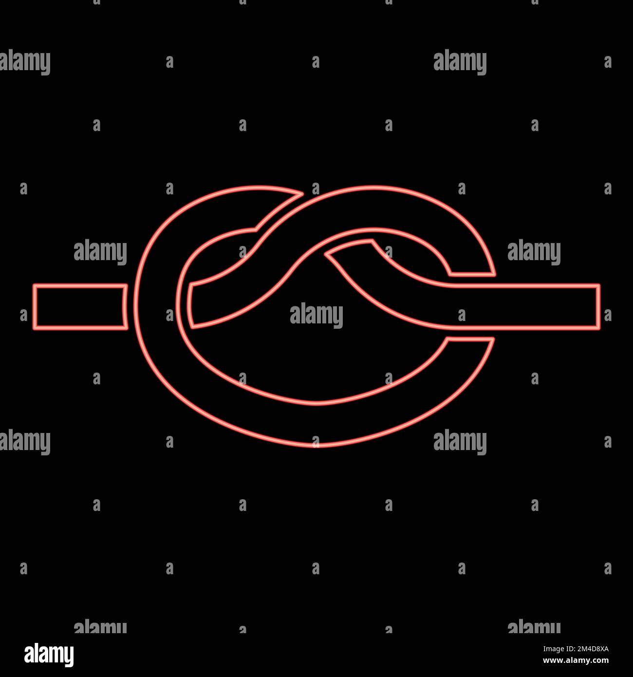 Nodo al neon corda nodo legato Join Concept Noose Icon nero colore vettore illustrazione stile piatto immagine semplice colore rosso vettore illustrazione immagine piatto Illustrazione Vettoriale