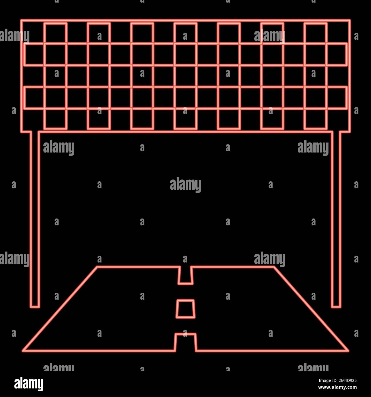 Finitura neon e linea stradale pista da corsa concetto di successo icona di finitura colore nero vettore illustrazione stile piatto immagine semplice colore rosso vettore Illustrazione Vettoriale