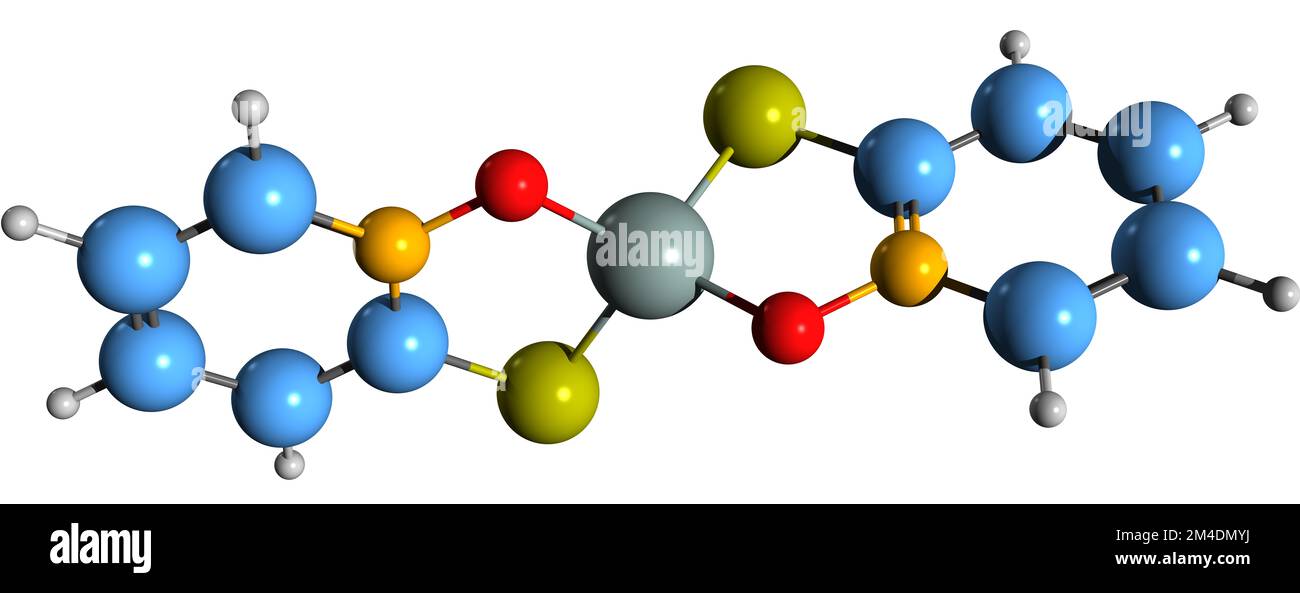 3D immagine di zinco piritione formula scheletrica - struttura chimica molecolare del conservante batteriostatico isolato su sfondo bianco Foto Stock