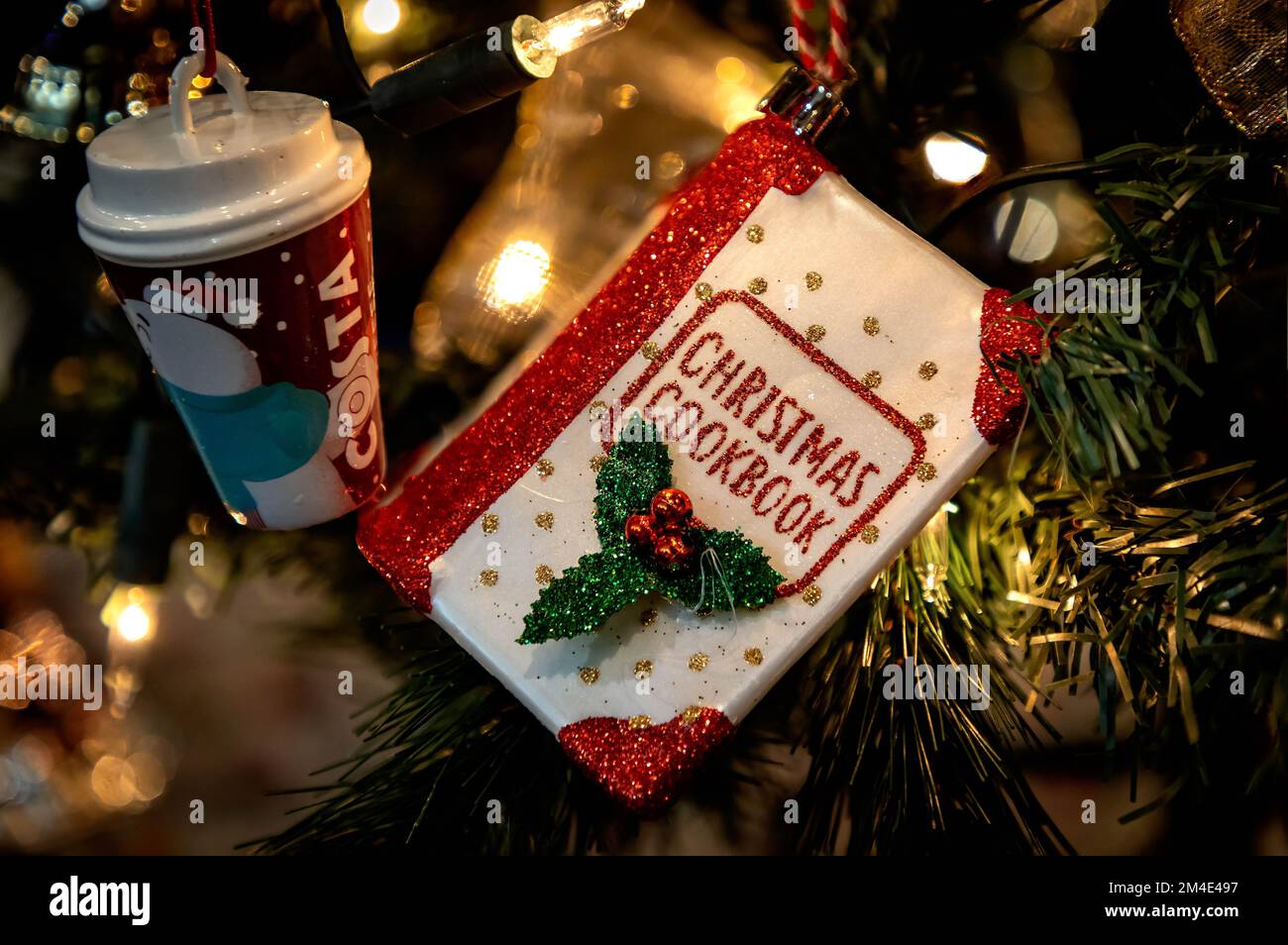 Festival degli alberi di Natale della Chiesa di Santa Maria a Lymm, Cheshire, una collezione di 45 alberi di Natale decorati da una varietà di gruppi locali Foto Stock