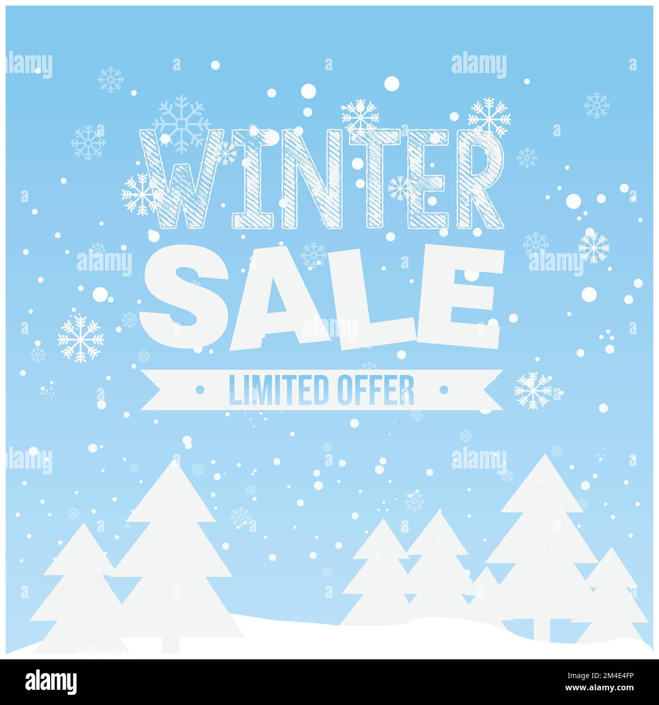 Vendita invernale poster design con fiocchi di neve Vector gratuito. Vendita invernale illustrazione vettoriale per banner e volantino Vendita invernale in stile piatto. Illustrazione Vettoriale