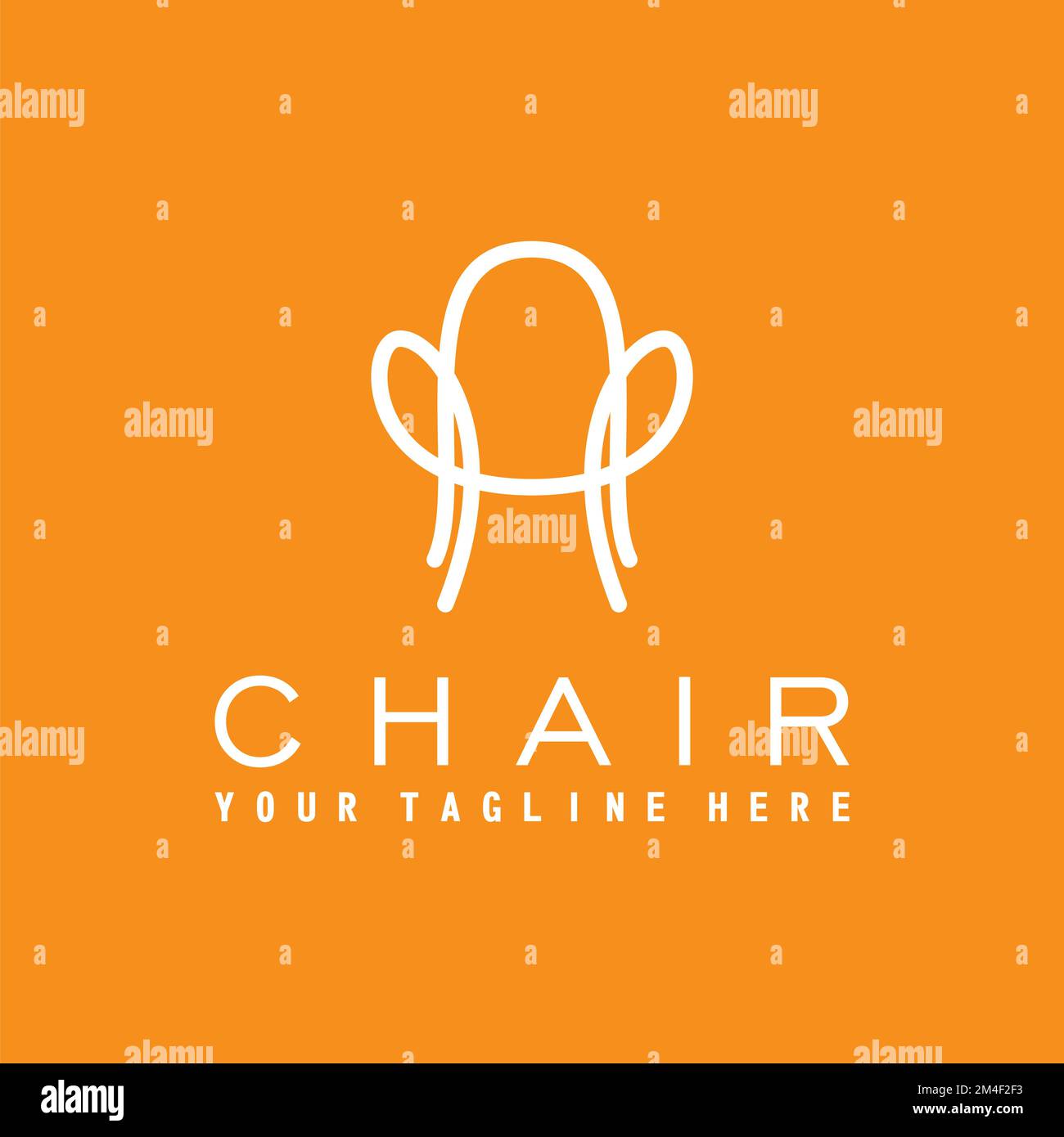 Sedia semplice ed unica con linea di uscita minimalista immagine grafica icona logo design astratto concetto vettoriale stock. simbolo relativo ai mobili. Illustrazione Vettoriale