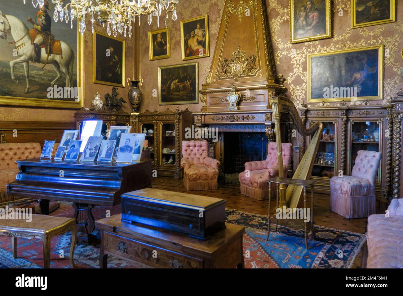 Sala musica al Palazzo di Ajuda - Palácio Nacional da Ajuda - a Lisbona, Portogallo, Europa Foto Stock