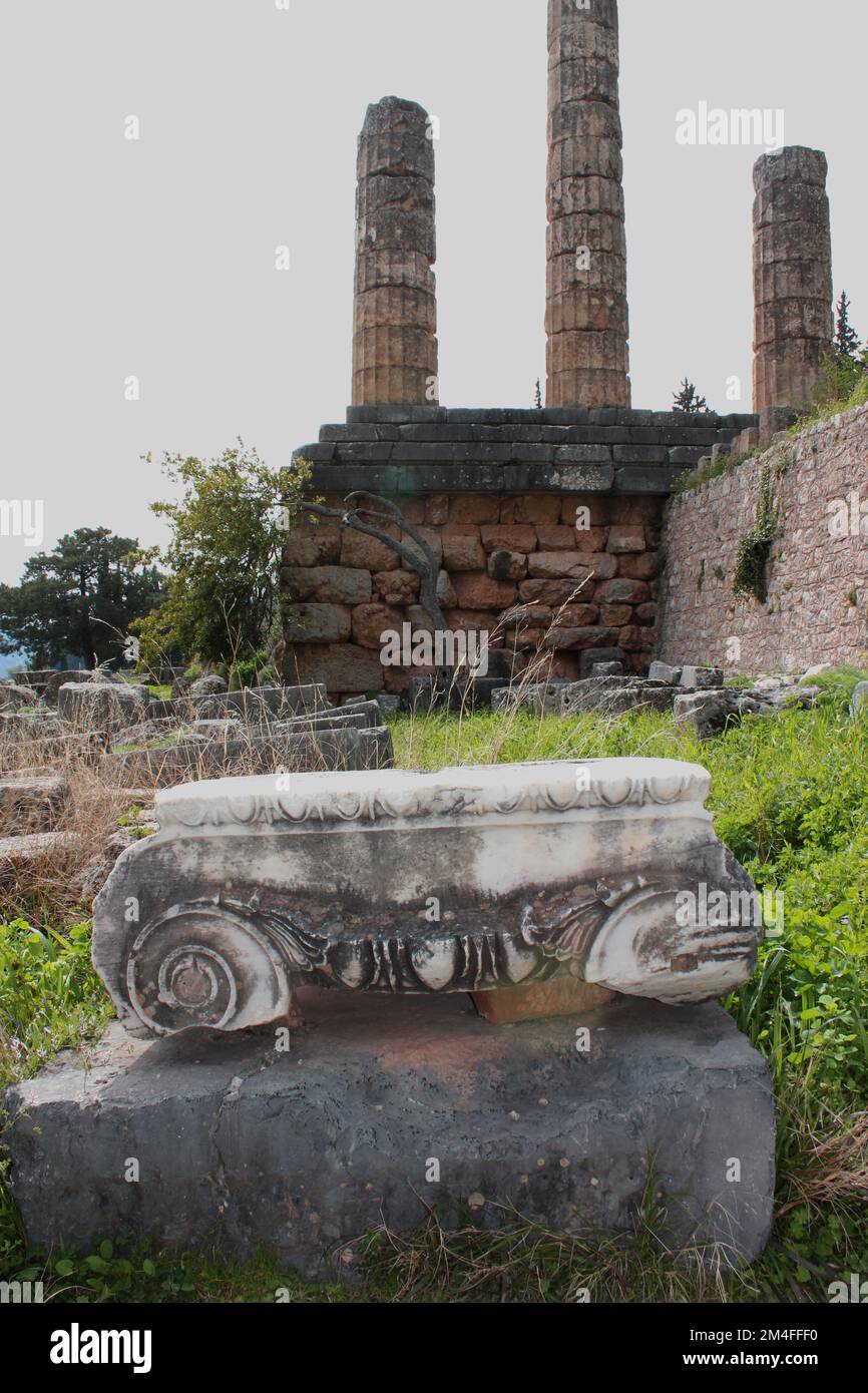 Rovine di antiche Delphi, Grecia Foto Stock