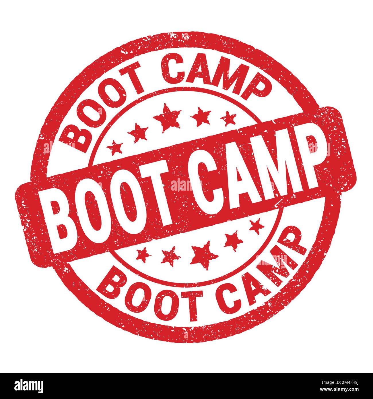 Testo DI BOOT CAMP scritto su un cartello rosso con timbro grungo. Foto Stock