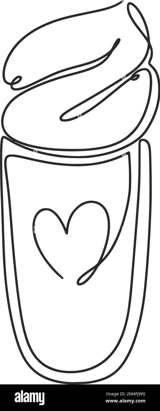 Milkshake con panna montata linea arte Illustrazione Vettoriale