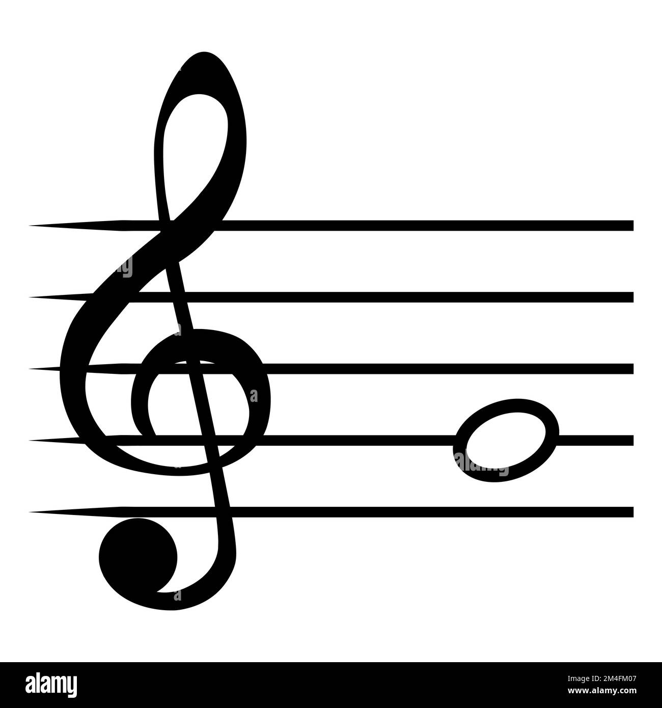 Sol g musica nota chiave, suono linee staff, pulizia pannello Illustrazione Vettoriale