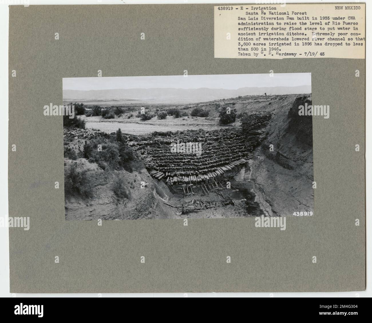 Uso di acqua: Irrigazione - New Mexico. Fotografie relative alle foreste nazionali, alle pratiche di gestione delle risorse, al personale e alla storia culturale ed economica Foto Stock