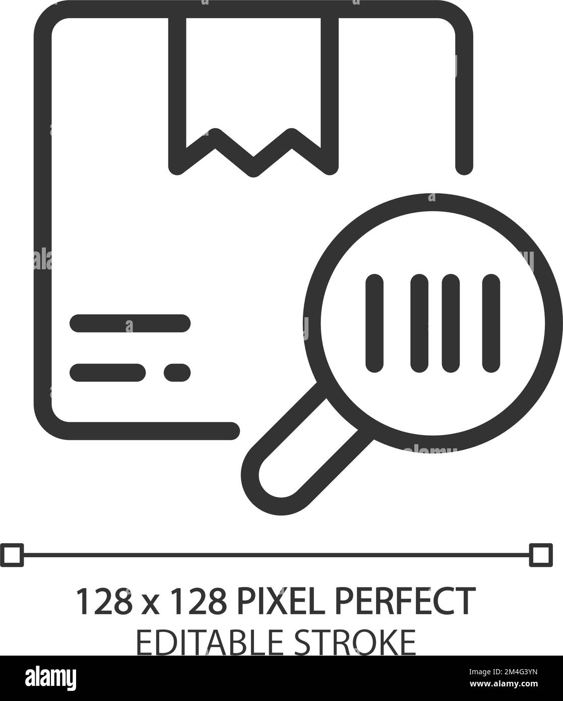 Icona pixel Perfect Linear di tracciamento del codice a barre della confezione Illustrazione Vettoriale