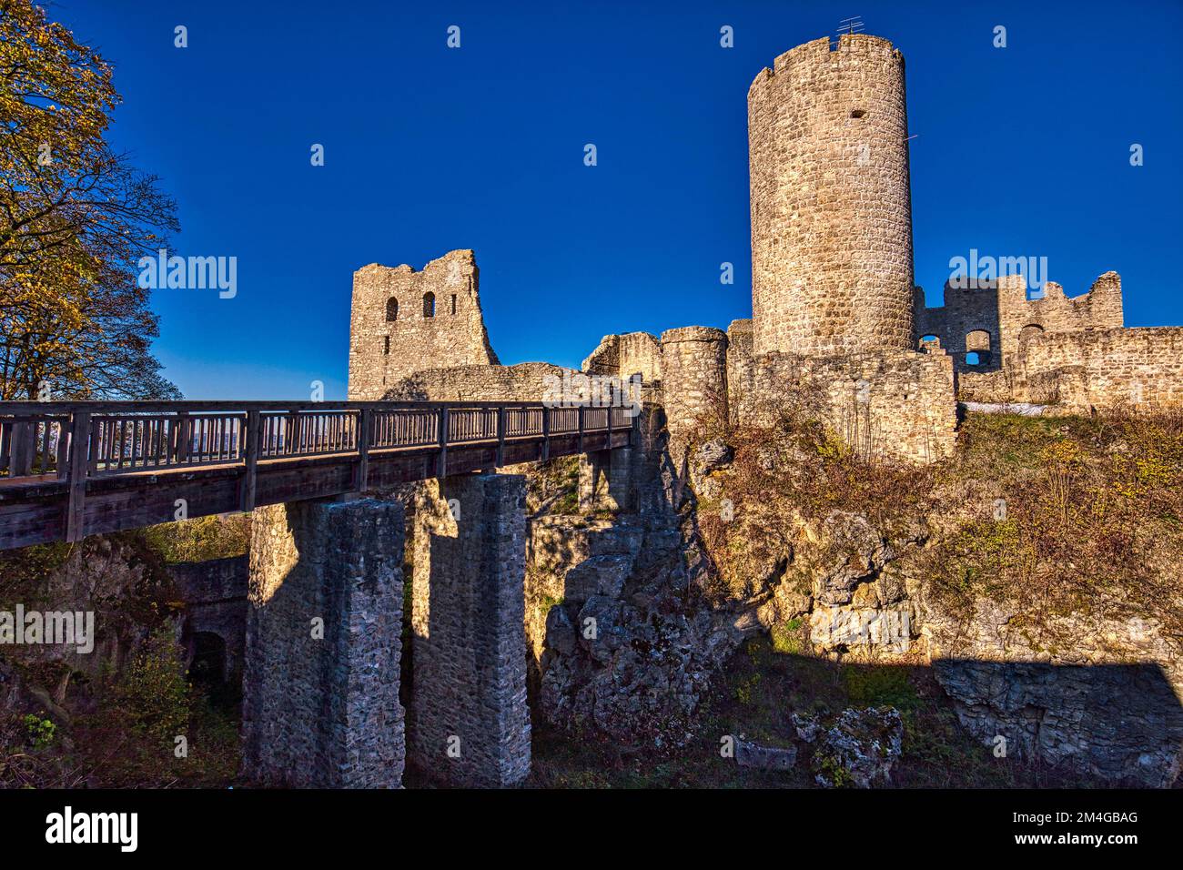 Castello di Wolfstein rovina, Germania, Baviera, Oberpfalz Foto Stock