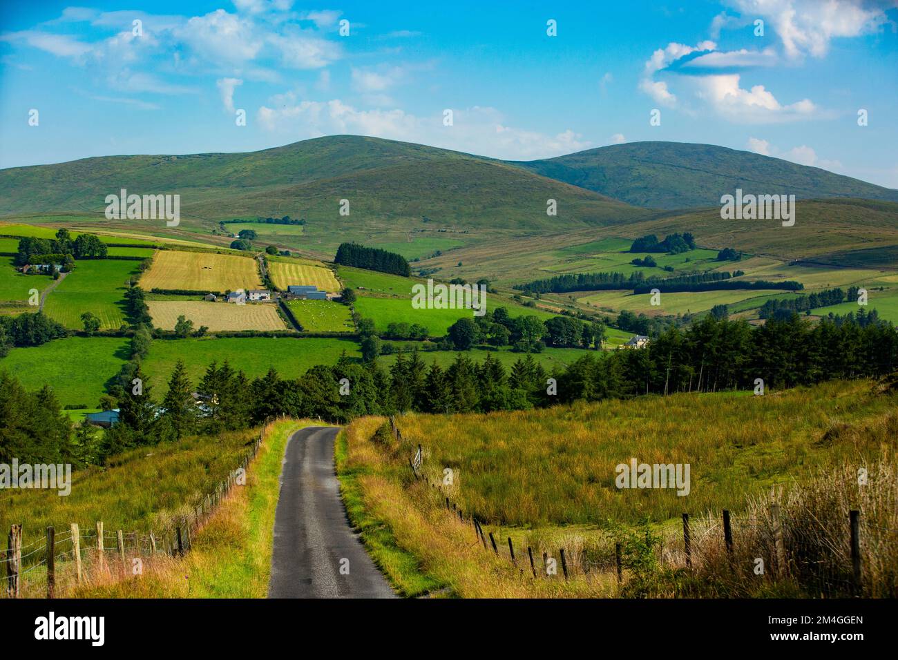 Strada di campagna nelle montagne di Sperrin, Contea di Tyrone, Irlanda del Nord Foto Stock