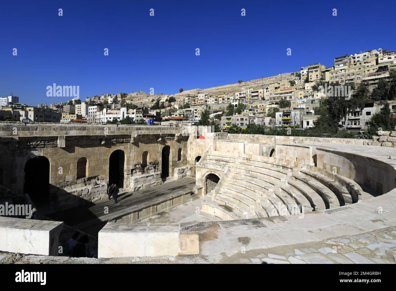 Vista sul teatro Odeon, Hashemite Plaza, Amman City, Giordania, Medio Oriente Foto Stock