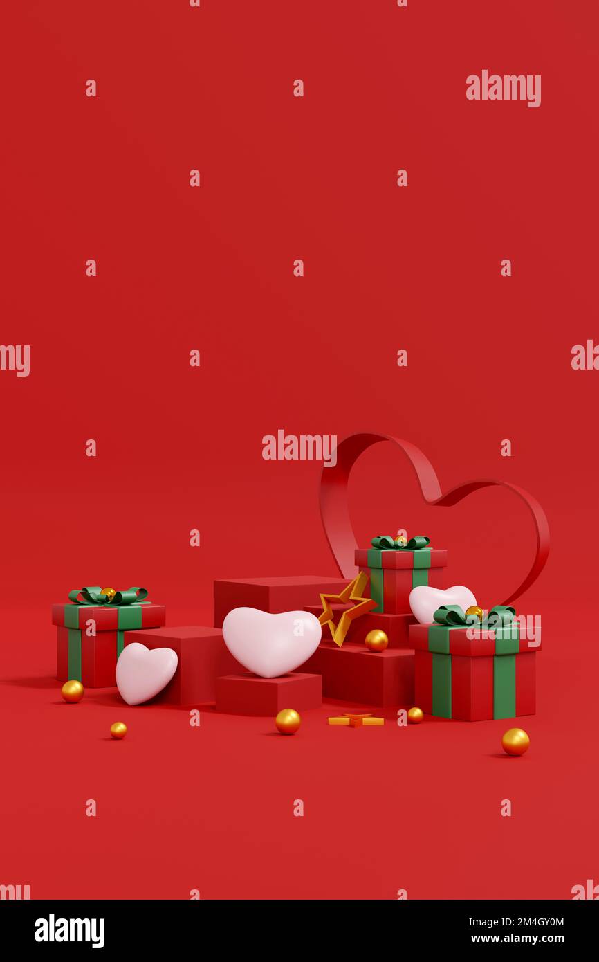 Sfondo di San Valentino. Sfondo astratto stile minimale per la presentazione del prodotto a marchio il giorno di San Valentino. mockup e template scena con s vuoti Foto Stock