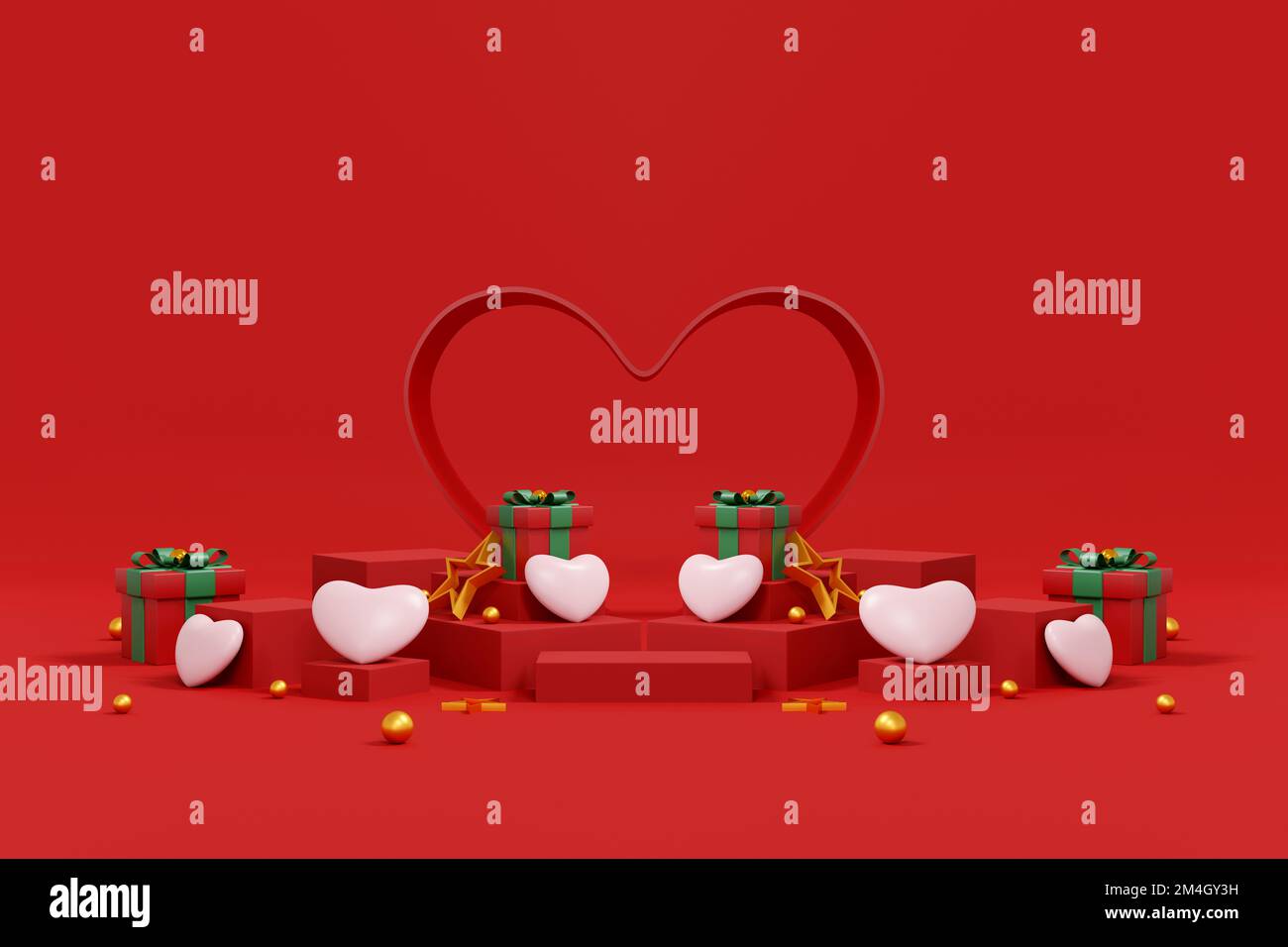 Sfondo di San Valentino. Sfondo astratto stile minimale per la presentazione del prodotto a marchio il giorno di San Valentino. mockup e template scena con s vuoti Foto Stock