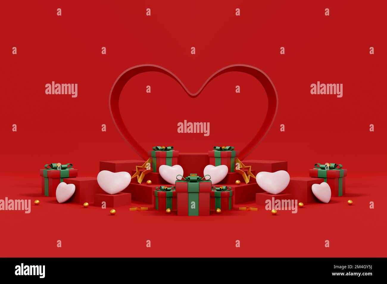 Sfondo di San Valentino. Sfondo astratto stile minimale per la presentazione del prodotto a marchio il giorno di San Valentino. mockup e template scena con s vuoti Foto Stock