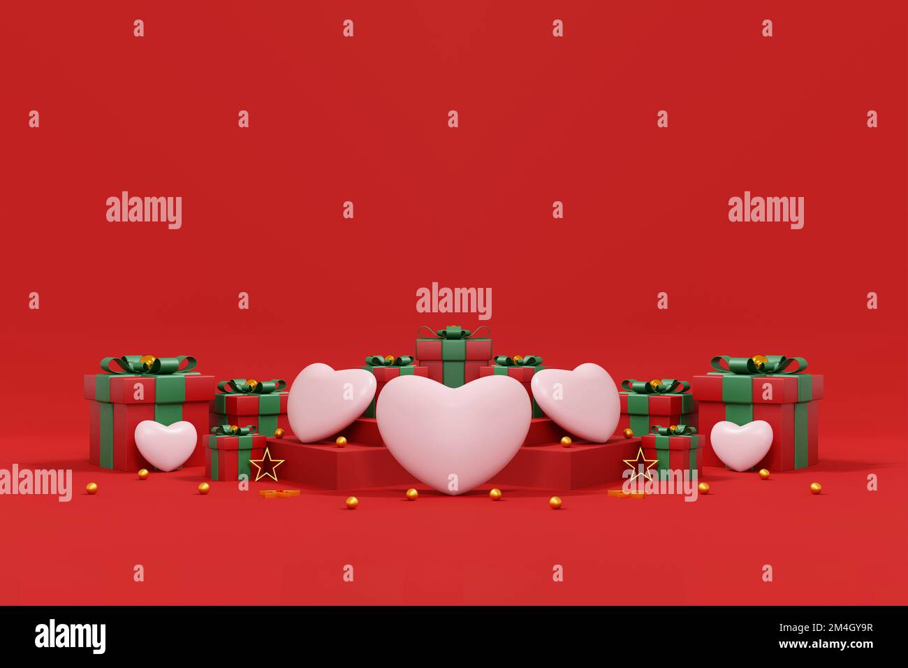 Sfondo di San Valentino. Sfondo astratto stile minimale per la presentazione del prodotto a marchio il giorno di San Valentino. mockup e template scena con s vuoti Foto Stock