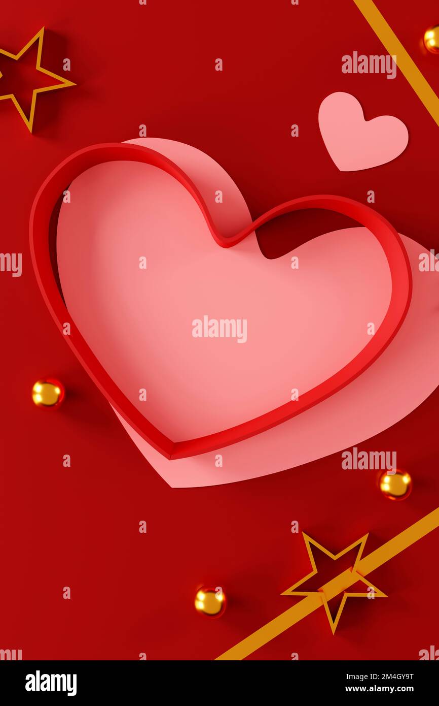 Sfondo di San Valentino. Sfondo astratto stile minimale per la presentazione del prodotto a marchio il giorno di San Valentino. mockup e template scena con s vuoti Foto Stock