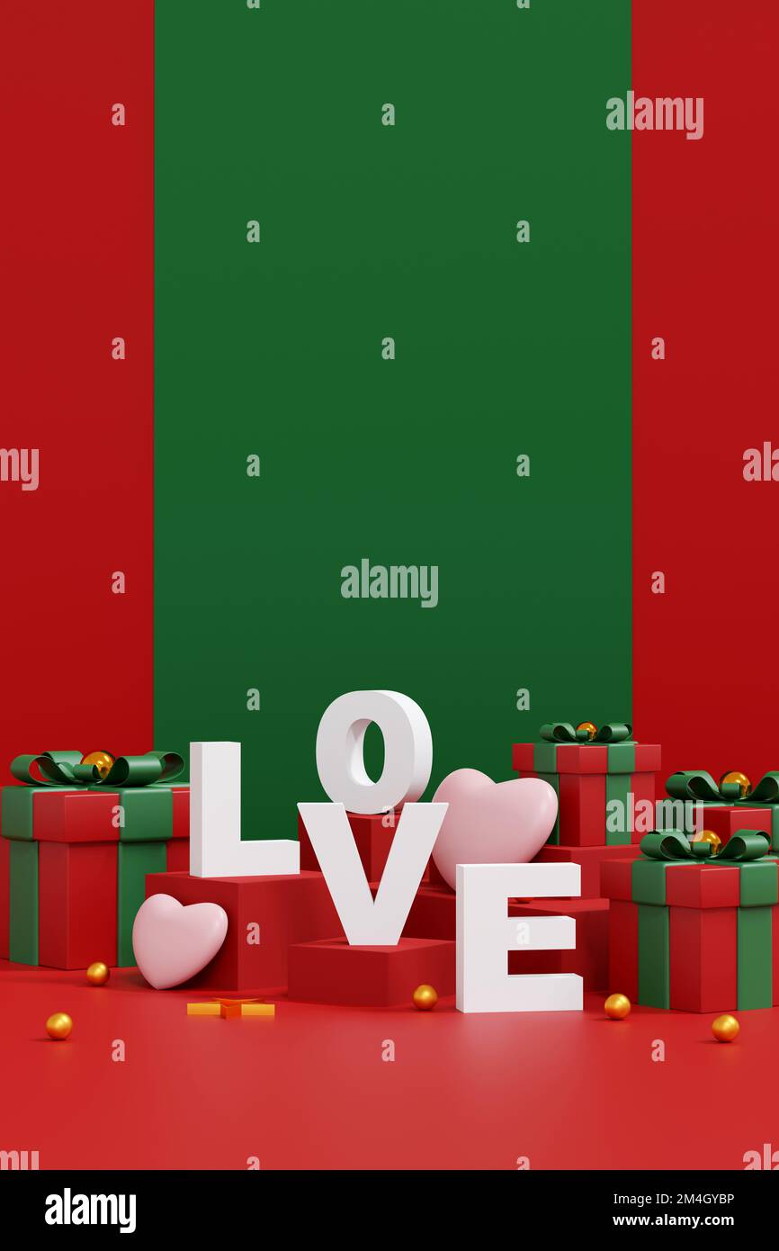 Sfondo di San Valentino. Sfondo astratto stile minimale per la presentazione del prodotto a marchio il giorno di San Valentino. mockup e template scena con s vuoti Foto Stock