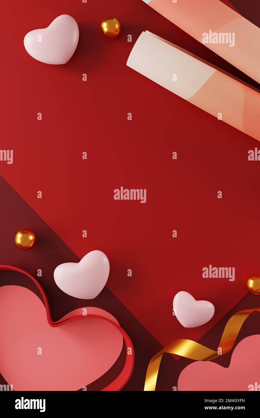 Sfondo di San Valentino. Sfondo astratto stile minimale per la presentazione del prodotto a marchio il giorno di San Valentino. mockup e template scena con s vuoti Foto Stock