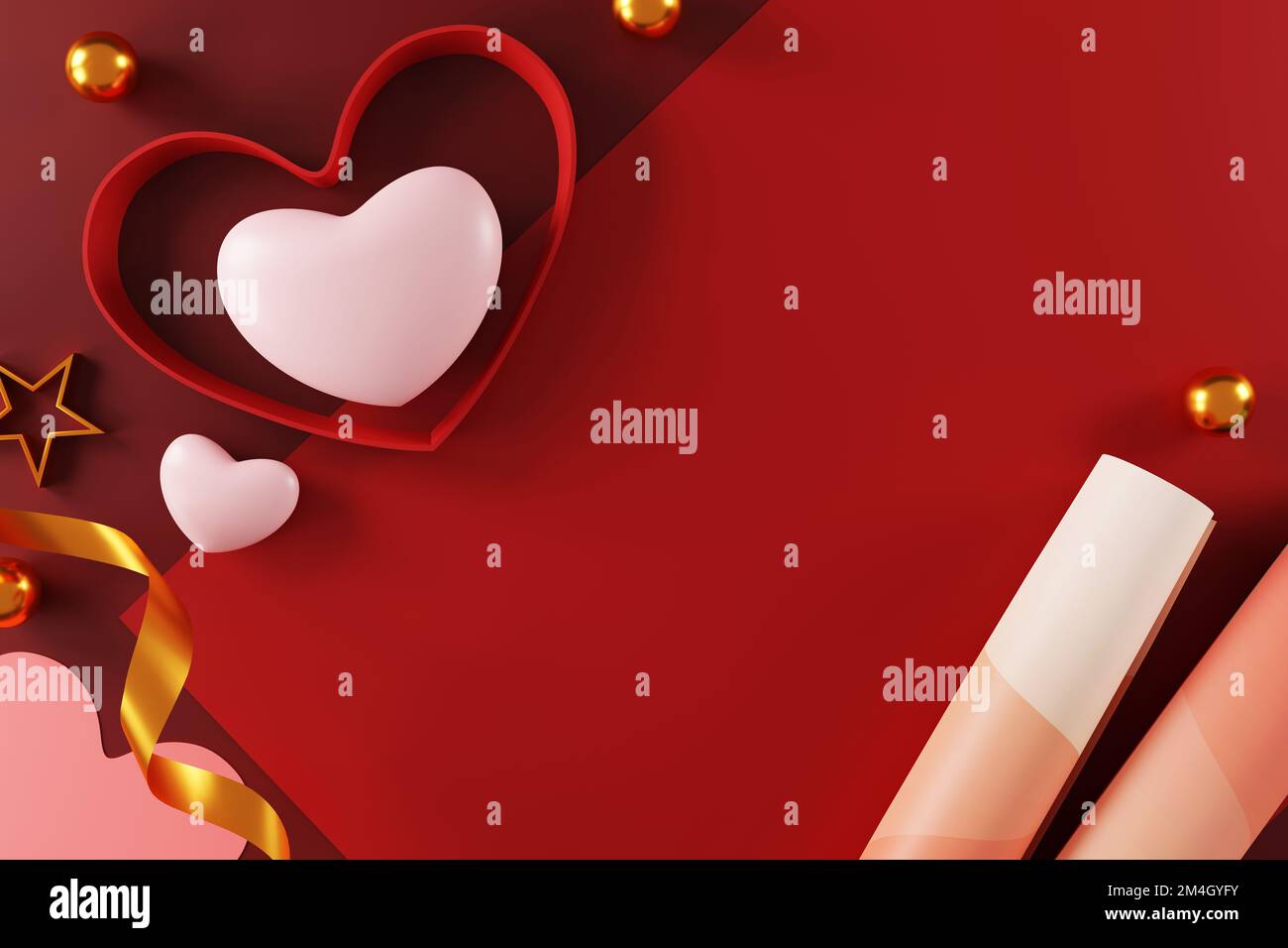 Sfondo di San Valentino. Sfondo astratto stile minimale per la presentazione del prodotto a marchio il giorno di San Valentino. mockup e template scena con s vuoti Foto Stock