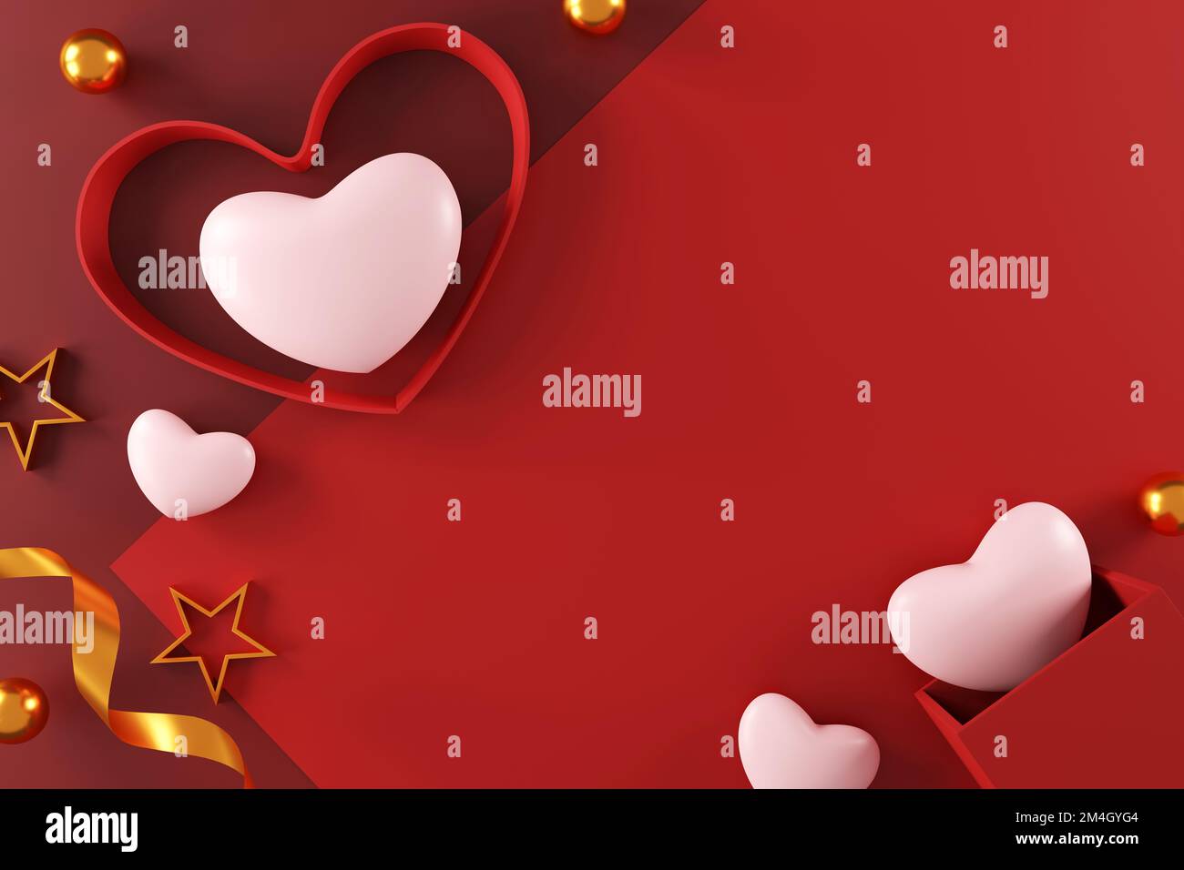 Sfondo di San Valentino. Sfondo astratto stile minimale per la presentazione del prodotto a marchio il giorno di San Valentino. mockup e template scena con s vuoti Foto Stock