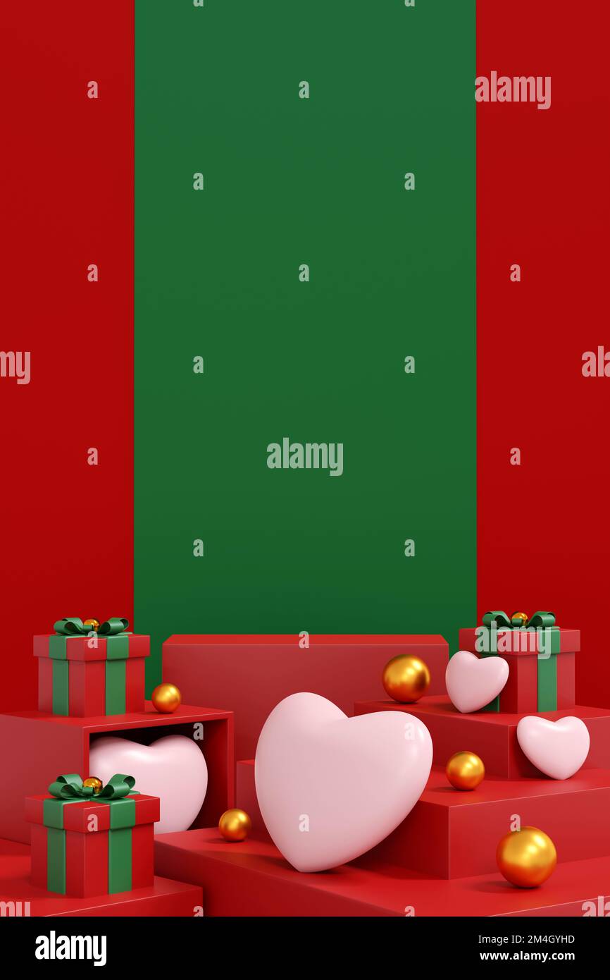 Sfondo di San Valentino. Sfondo astratto stile minimale per la presentazione del prodotto a marchio il giorno di San Valentino. mockup e template scena con s vuoti Foto Stock