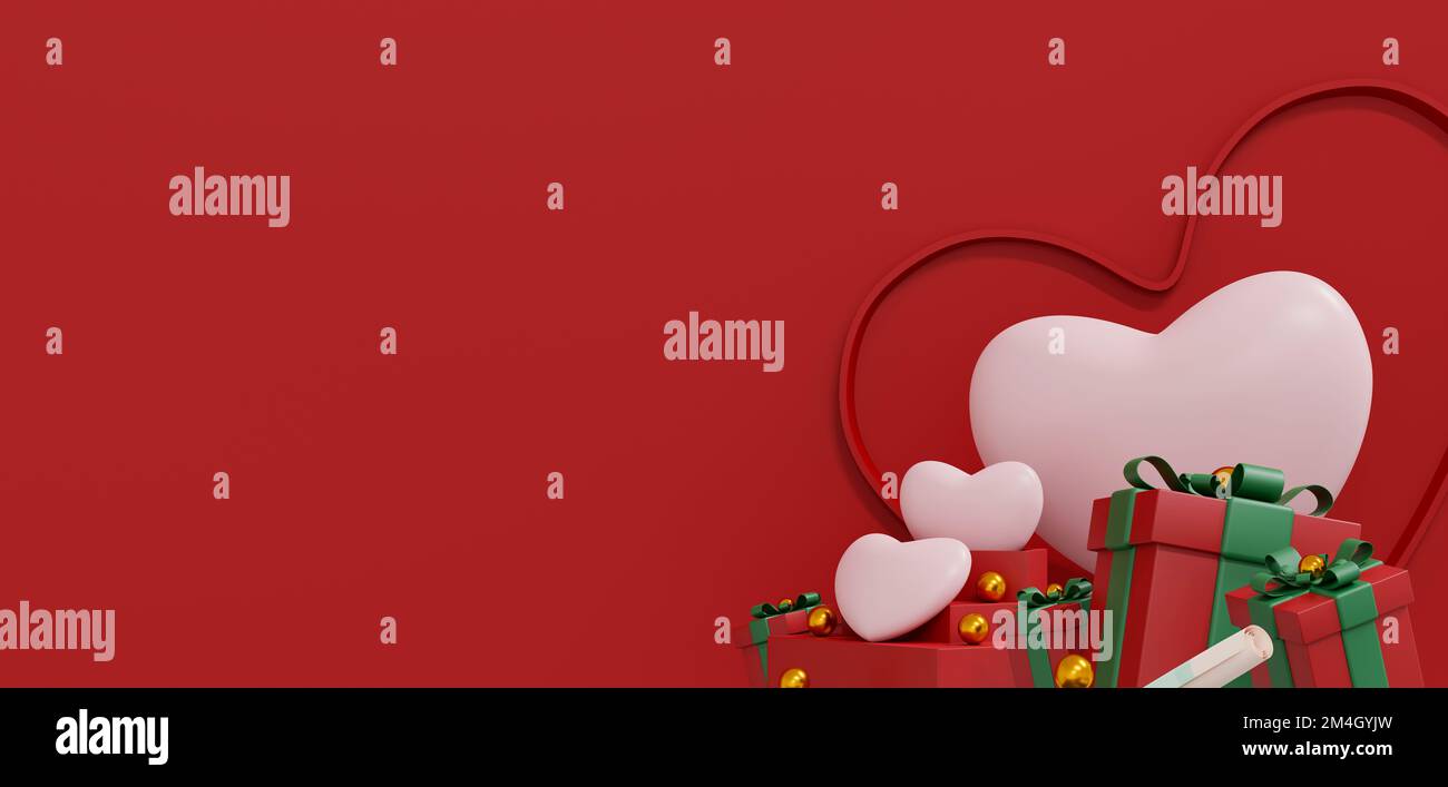 Sfondo di San Valentino. Sfondo astratto stile minimale per la presentazione del prodotto a marchio il giorno di San Valentino. mockup e template scena con s vuoti Foto Stock