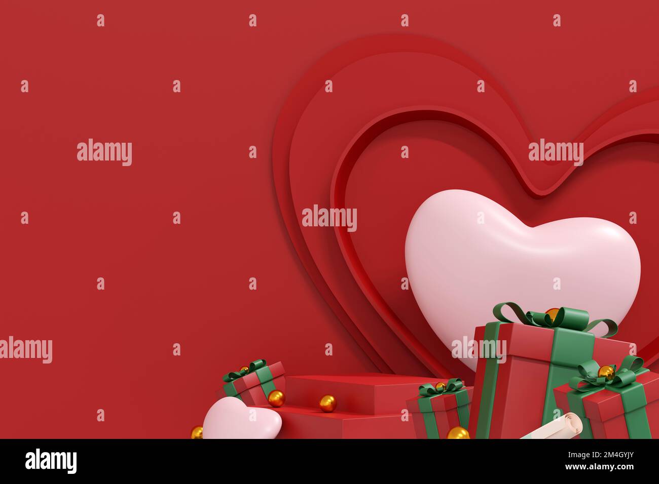 Sfondo di San Valentino. Sfondo astratto stile minimale per la presentazione del prodotto a marchio il giorno di San Valentino. mockup e template scena con s vuoti Foto Stock