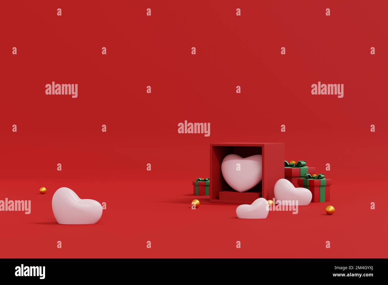 Sfondo di San Valentino. Sfondo astratto stile minimale per la presentazione del prodotto a marchio il giorno di San Valentino. mockup e template scena con s vuoti Foto Stock