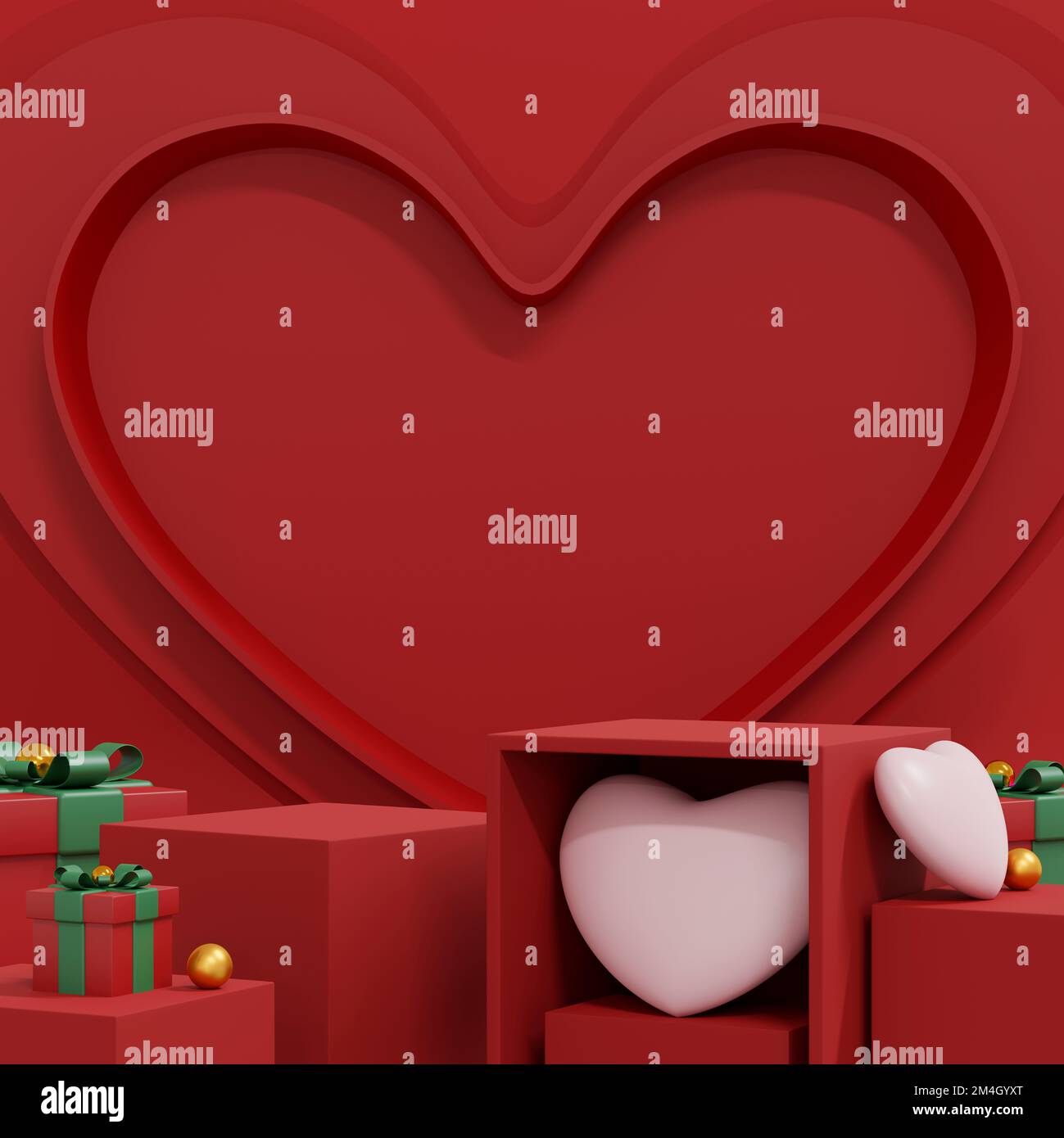 Sfondo di San Valentino. Sfondo astratto stile minimale per la presentazione del prodotto a marchio il giorno di San Valentino. mockup e template scena con s vuoti Foto Stock