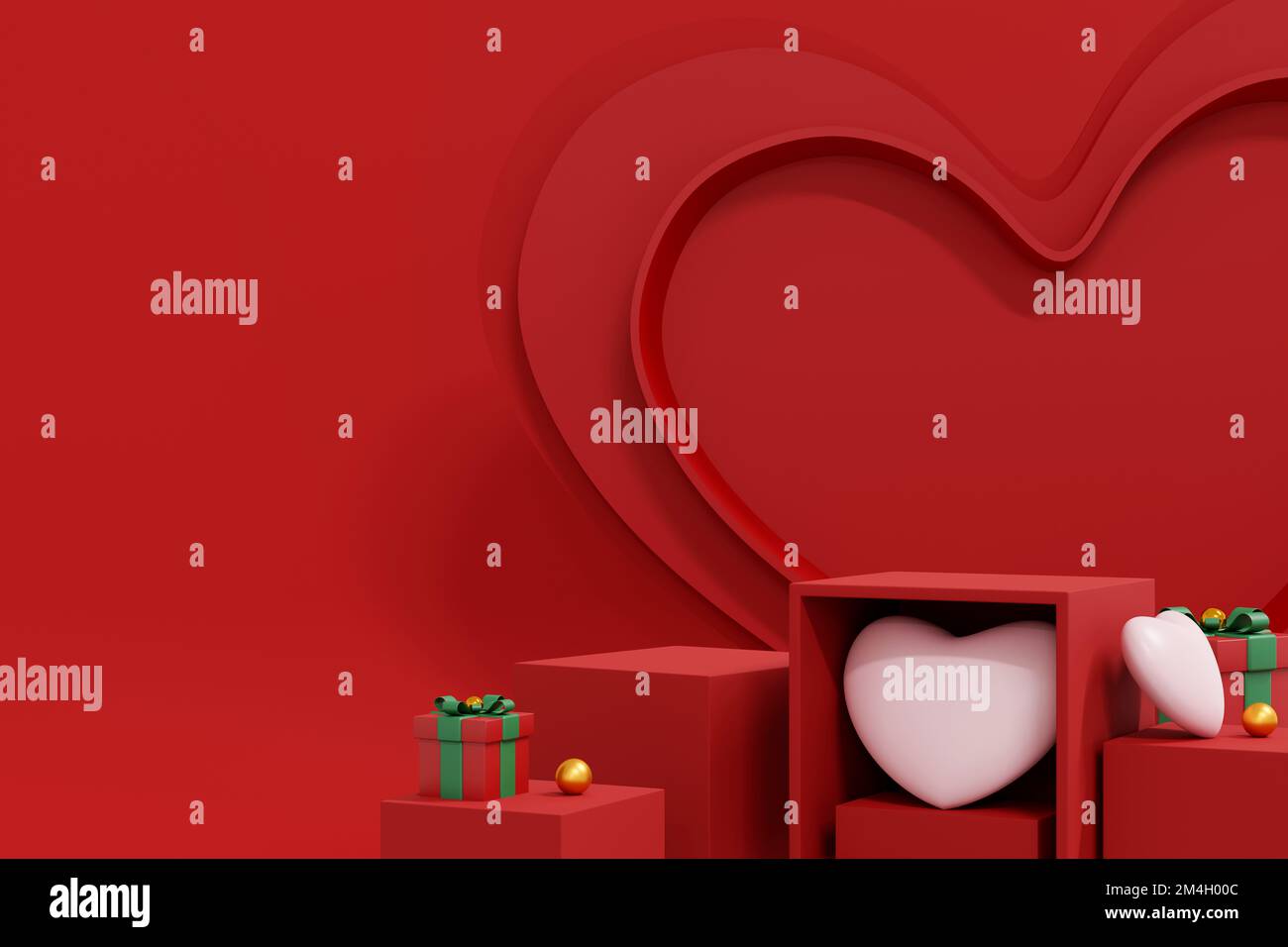 Sfondo di San Valentino. Sfondo astratto stile minimale per la presentazione del prodotto a marchio il giorno di San Valentino. mockup e template scena con s vuoti Foto Stock