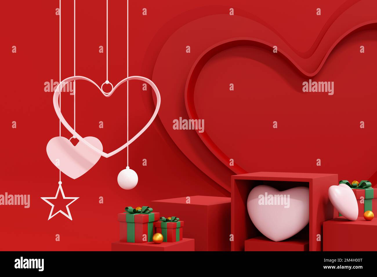 Sfondo di San Valentino. Sfondo astratto stile minimale per la presentazione del prodotto a marchio il giorno di San Valentino. mockup e template scena con s vuoti Foto Stock