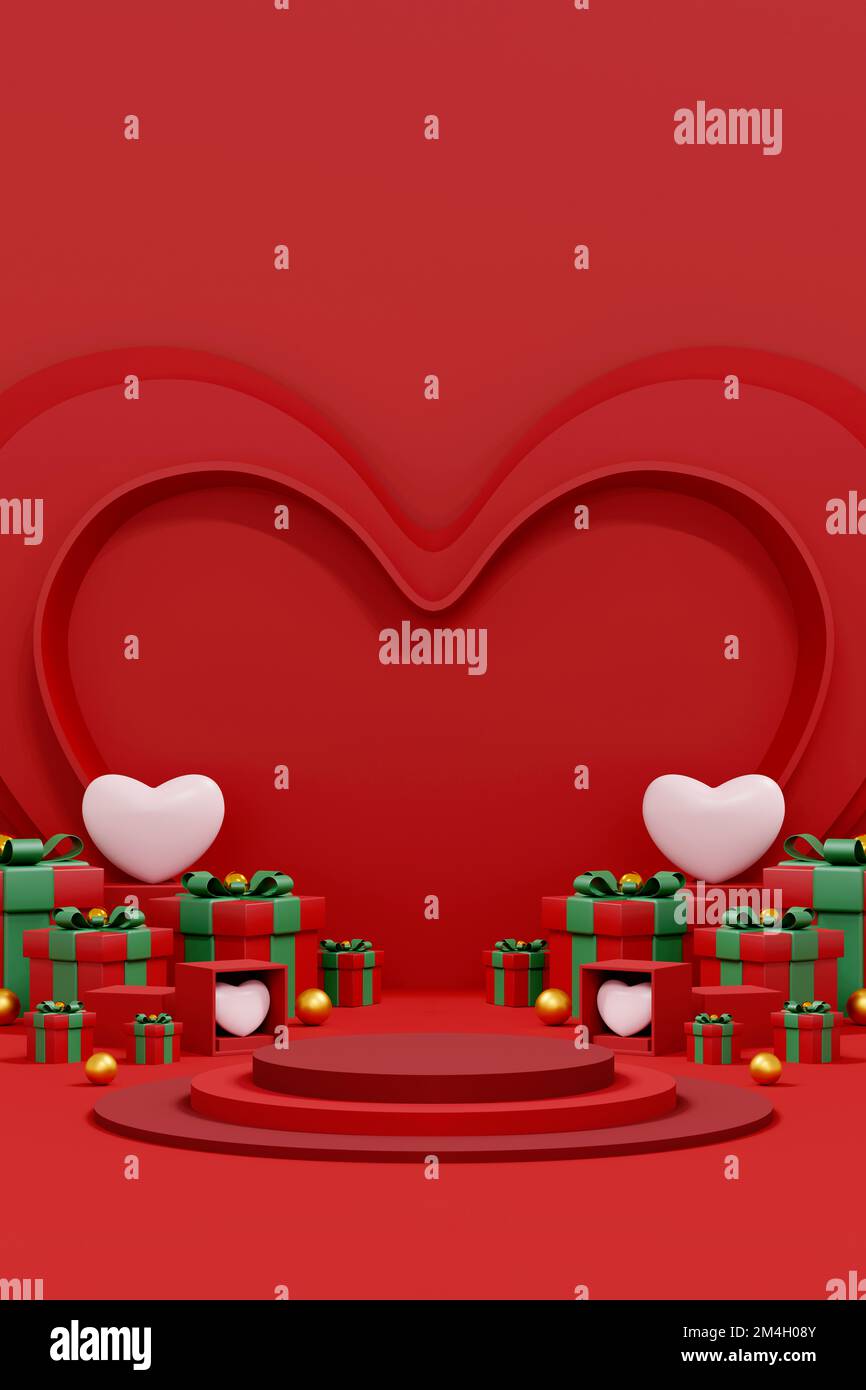 Sfondo di San Valentino. Sfondo astratto stile minimale per la presentazione del prodotto a marchio il giorno di San Valentino. mockup e template scena con s vuoti Foto Stock
