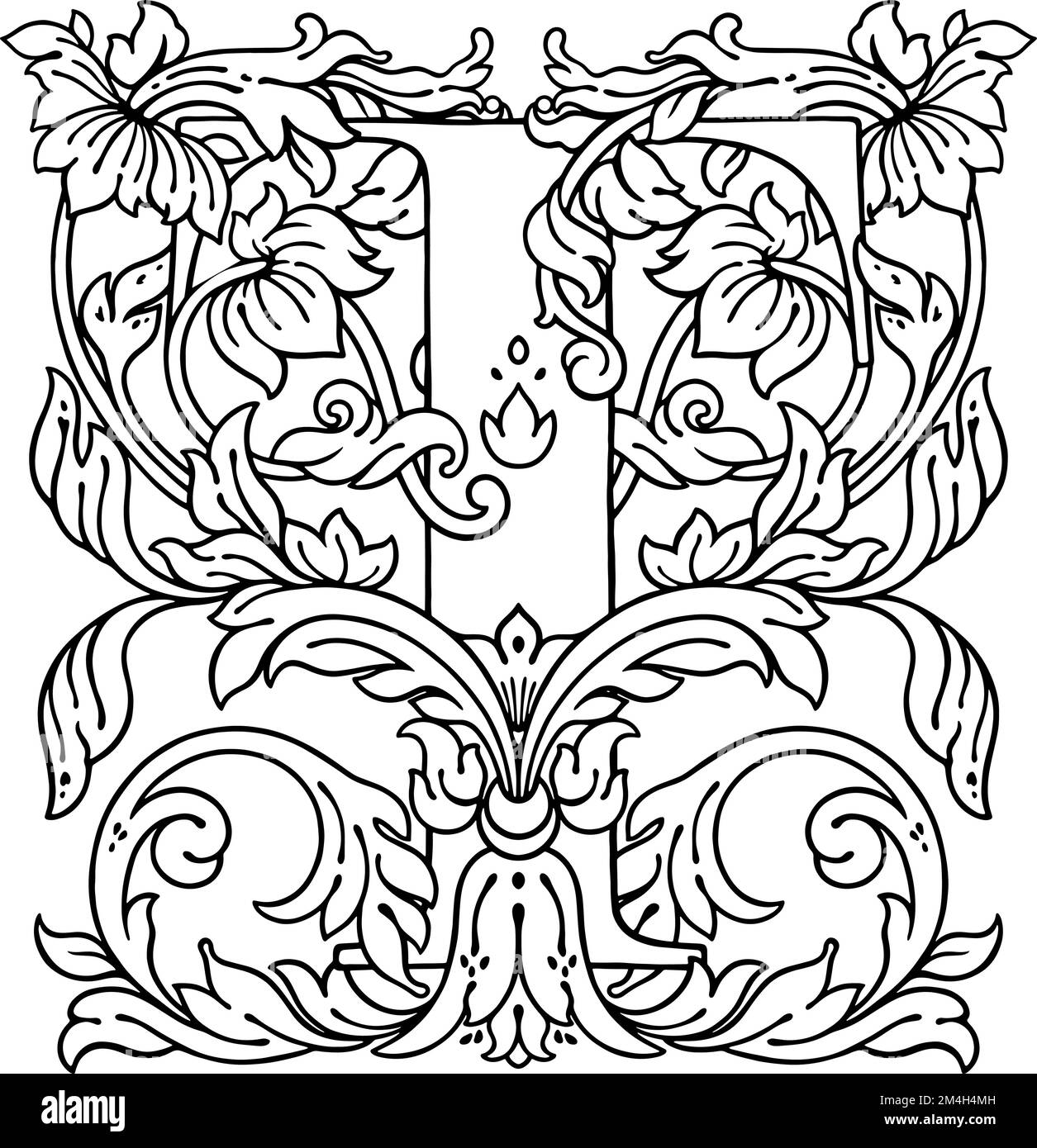 Lettera T ornamento fiore alfabeto monogramma. Bel logo vettoriale a lettere maiuscole floreali Illustrazione Vettoriale