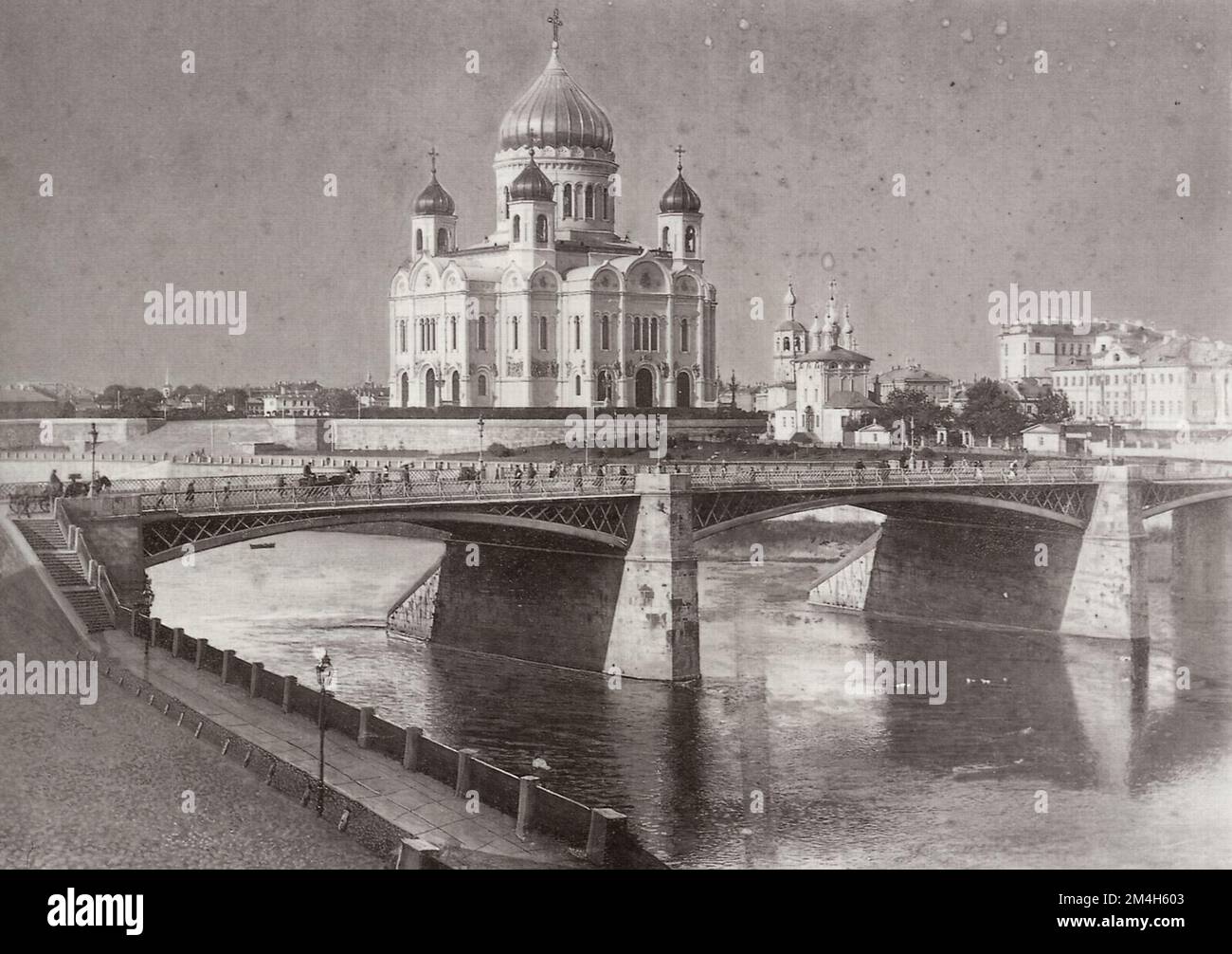 Albert Ivanovič Mej - Mosca. Cattedrale di Cristo Salvatore e Ponte di Kamenny (entrambi demoliti nel 1930) Foto Stock