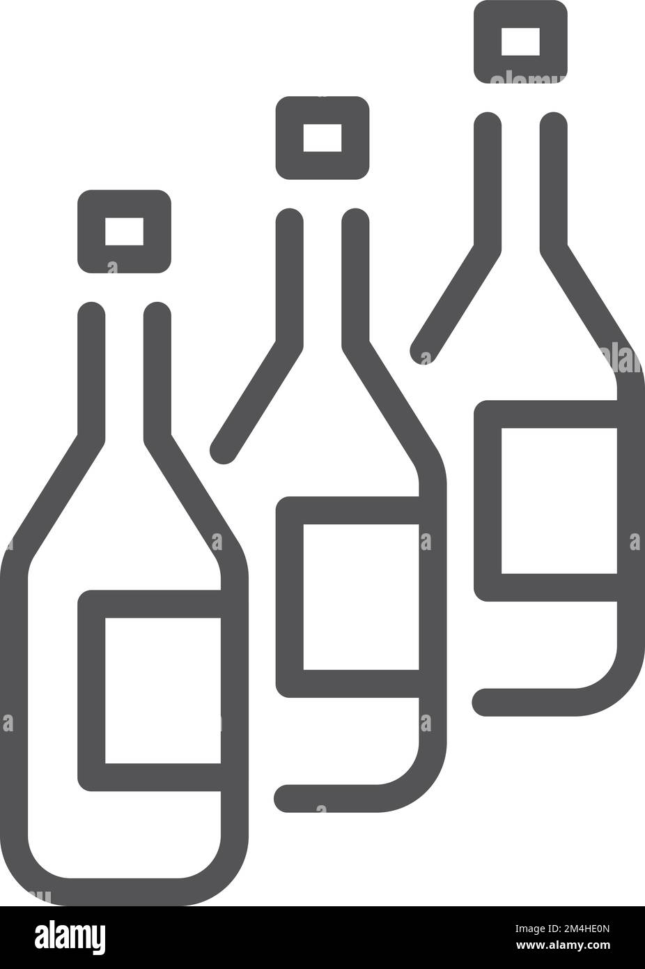 Icona della fila delle bottiglie di vino. Simbolo della bevanda alcolica Illustrazione Vettoriale