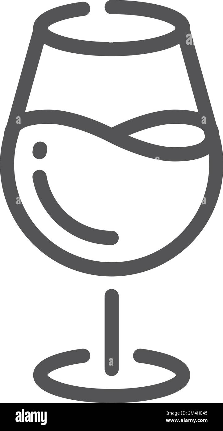 Icona della linea del bicchiere di vino. Simbolo della bevanda alcolica Illustrazione Vettoriale