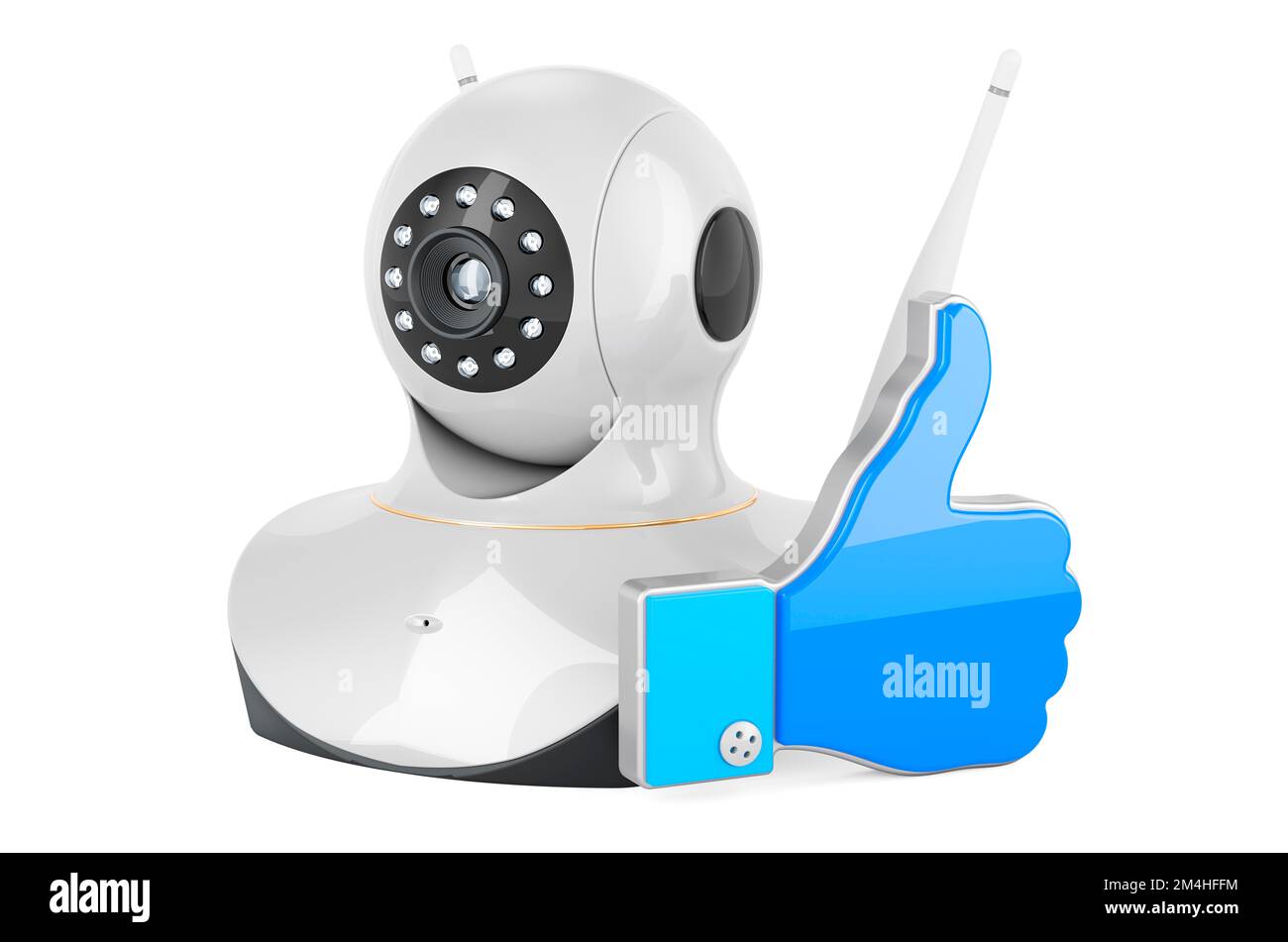 Videocamera Internet Protocol con icona simile, rendering 3D isolato su sfondo bianco Foto Stock