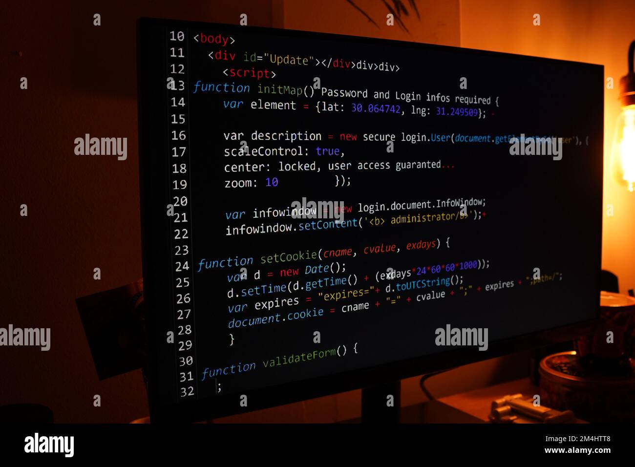 Programmazione del codice sorgente di SQL php sullo schermo Foto Stock