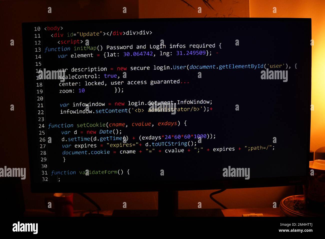 Programmazione del codice sorgente di SQL php sullo schermo Foto Stock