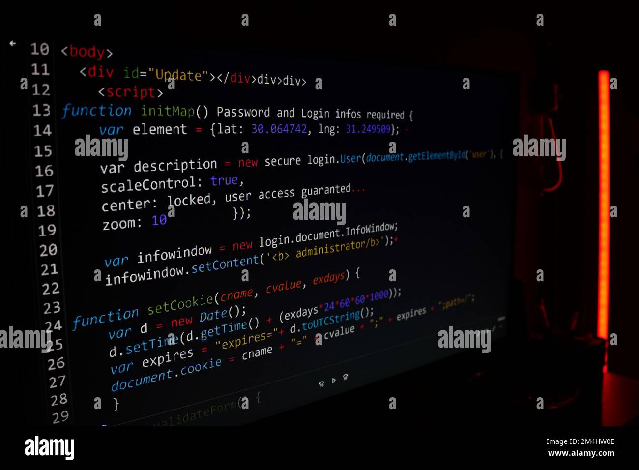 Programmazione del codice sorgente di SQL php sullo schermo Foto Stock
