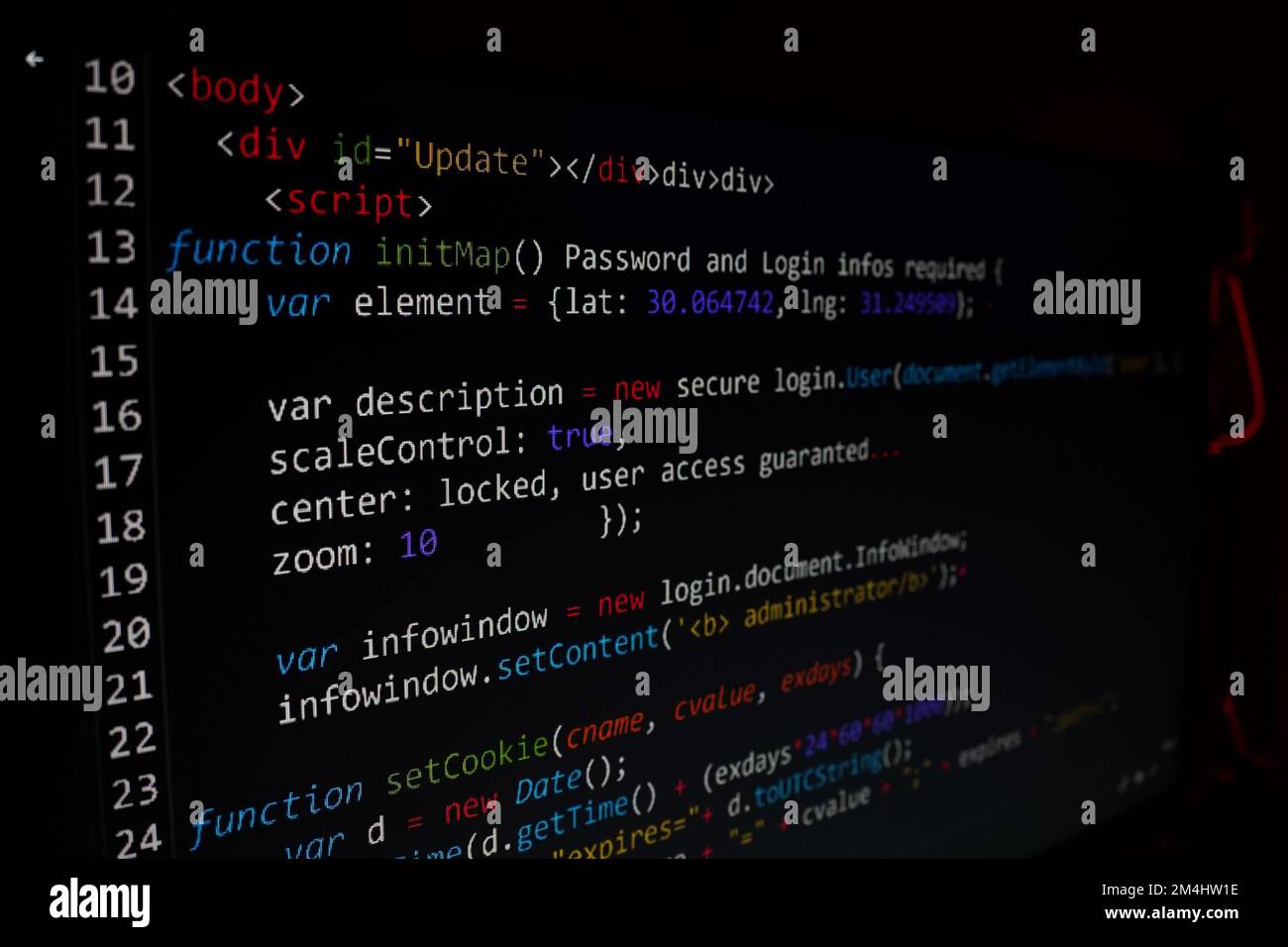 Programmazione del codice sorgente di SQL php sullo schermo Foto Stock