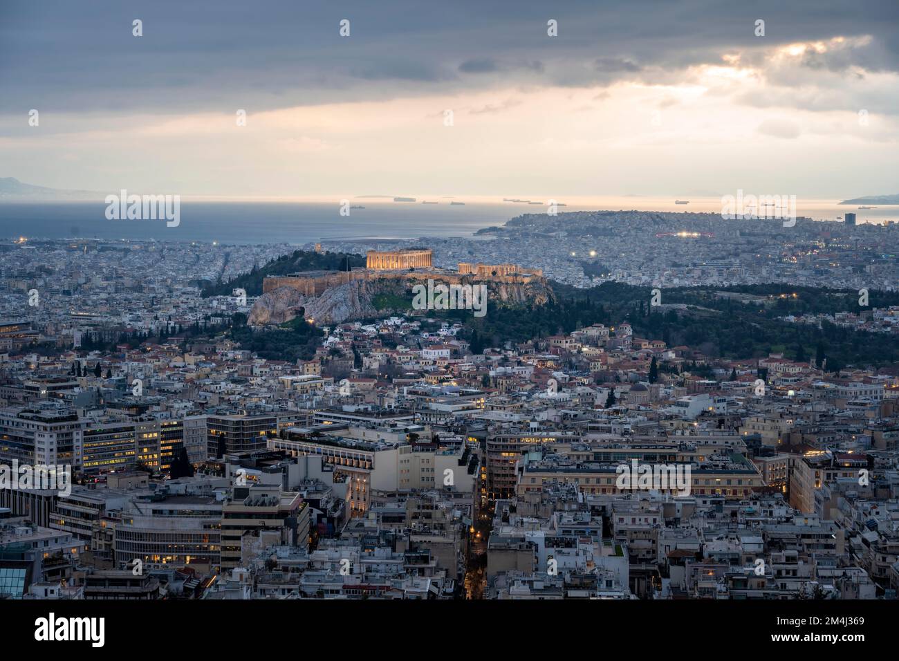 Atmosfera serale, Tempio del Partenone, Acropoli, Atene, Grecia Foto Stock